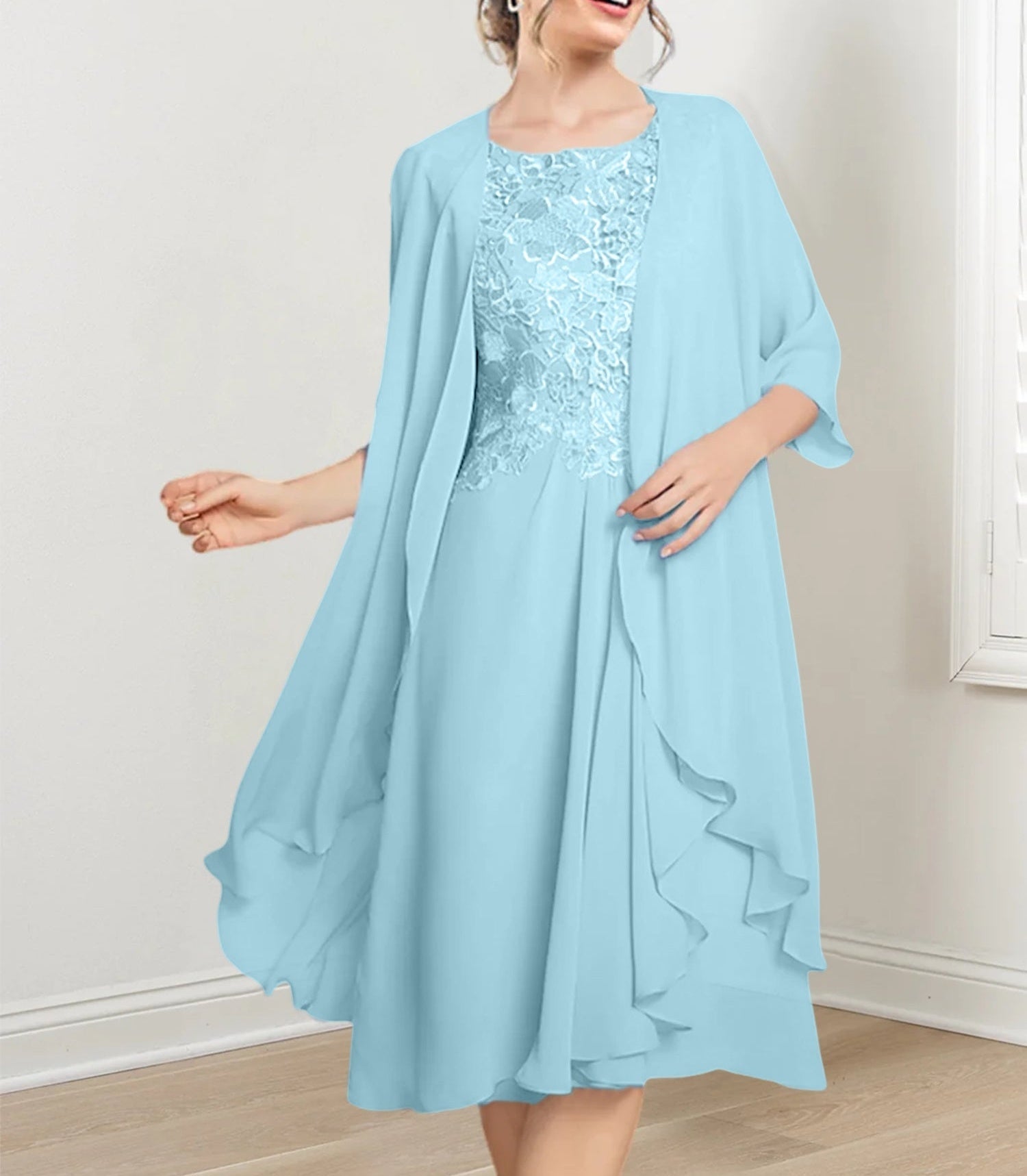 A-Line/Princess Scoop Knee-Length Mother of the Bride Dresses