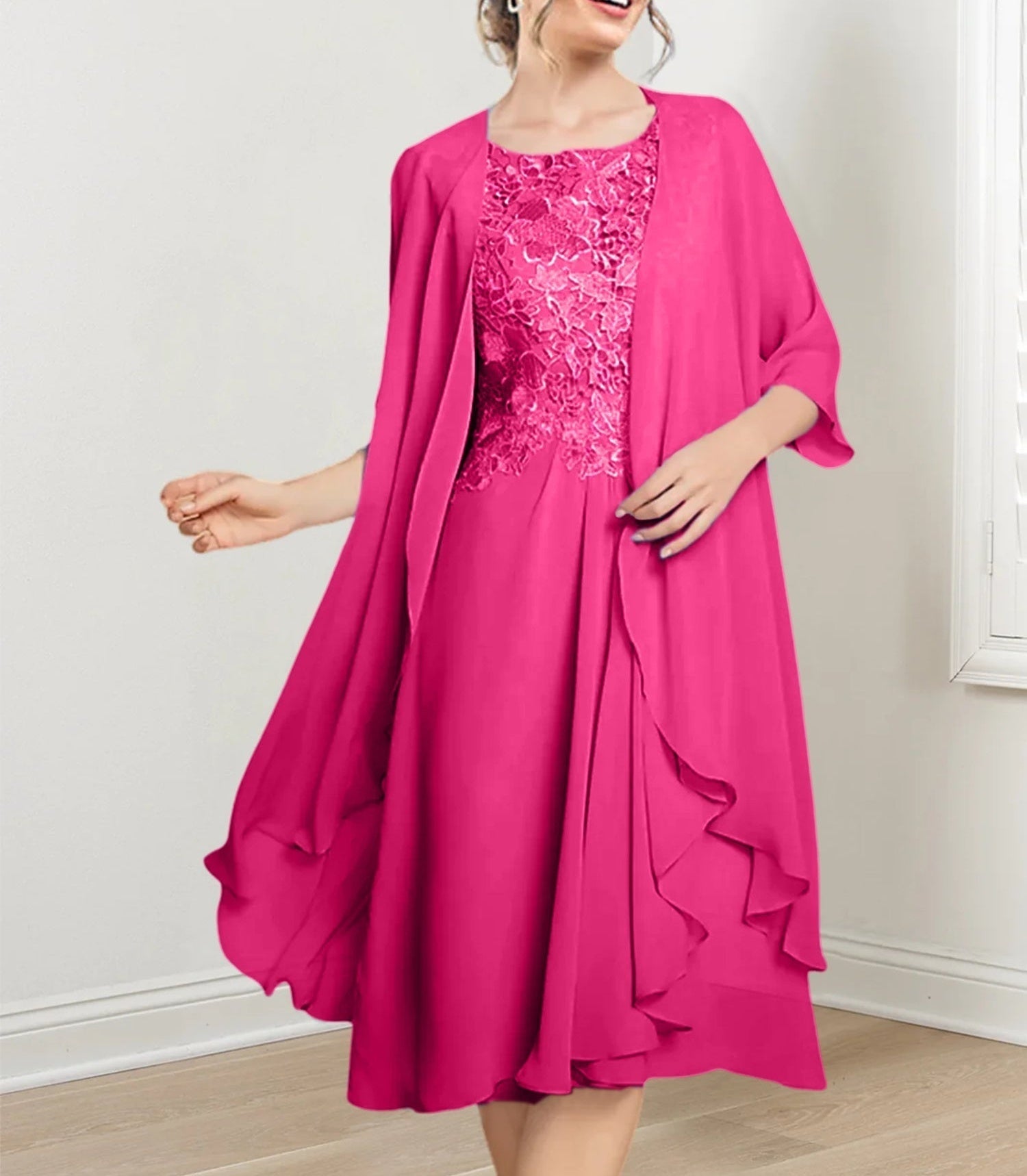 A-Line/Princess Scoop Knee-Length Mother of the Bride Dresses