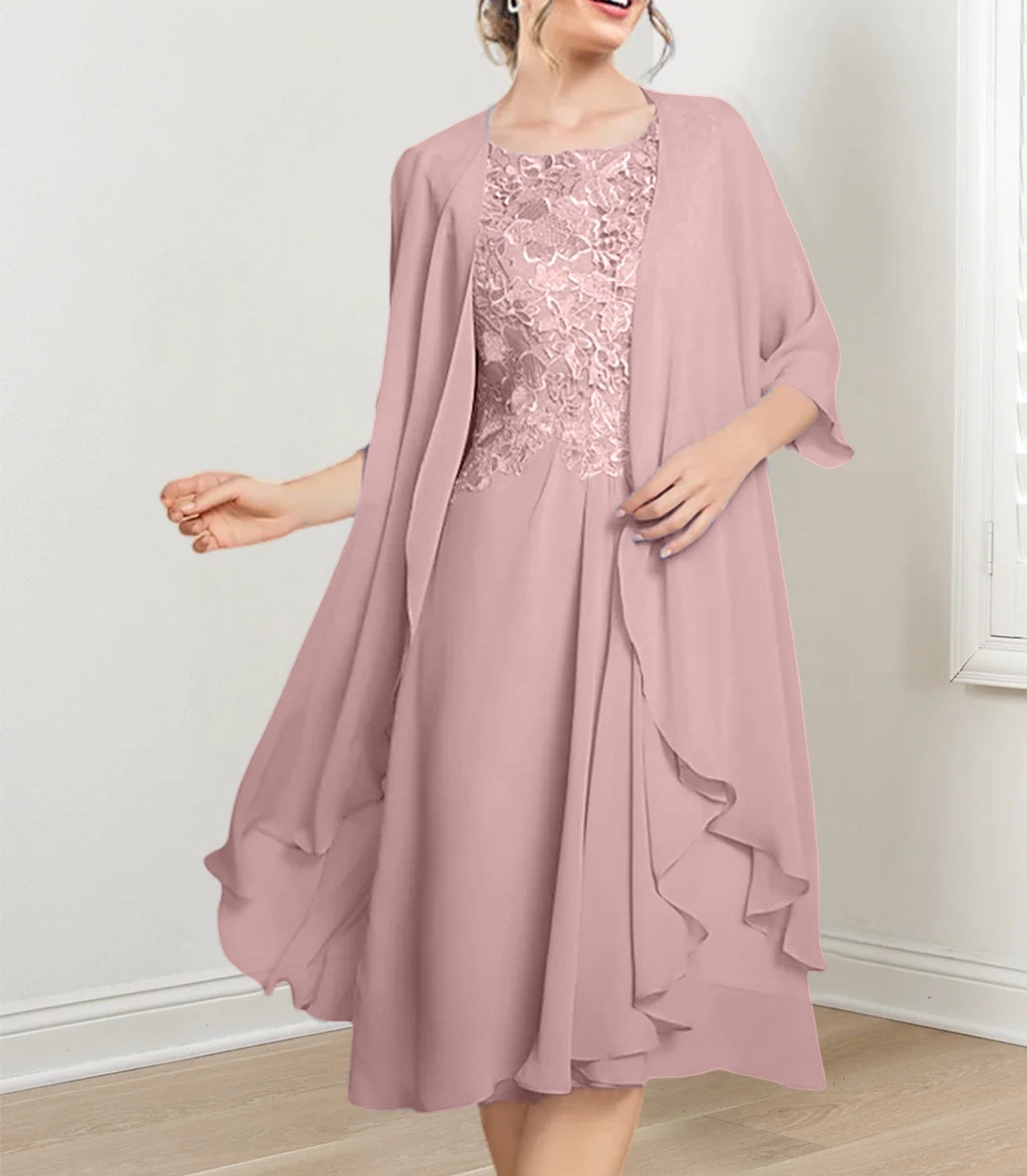 A-Line/Princess Scoop Knee-Length Mother of the Bride Dresses