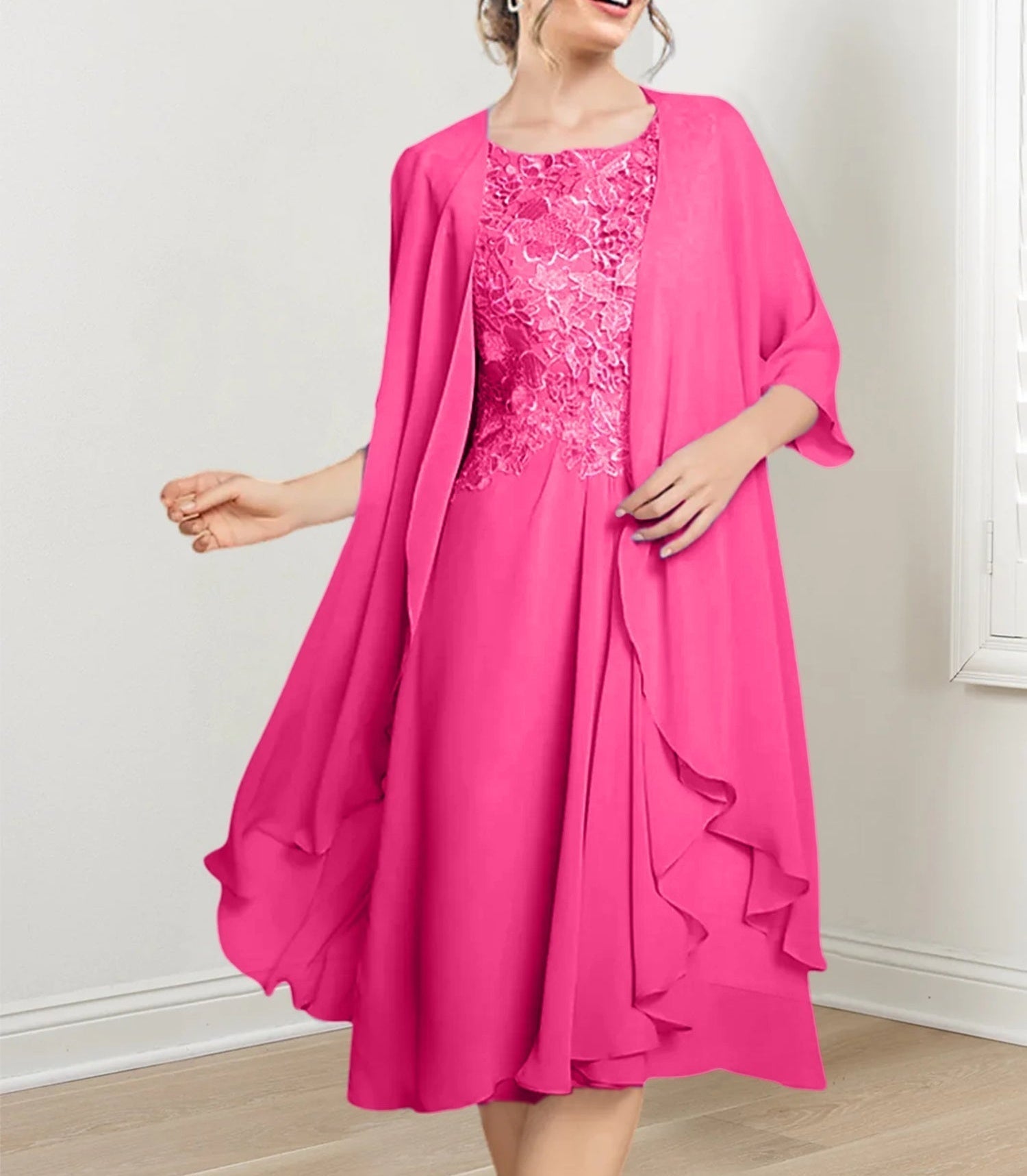 A-Line/Princess Scoop Knee-Length Mother of the Bride Dresses