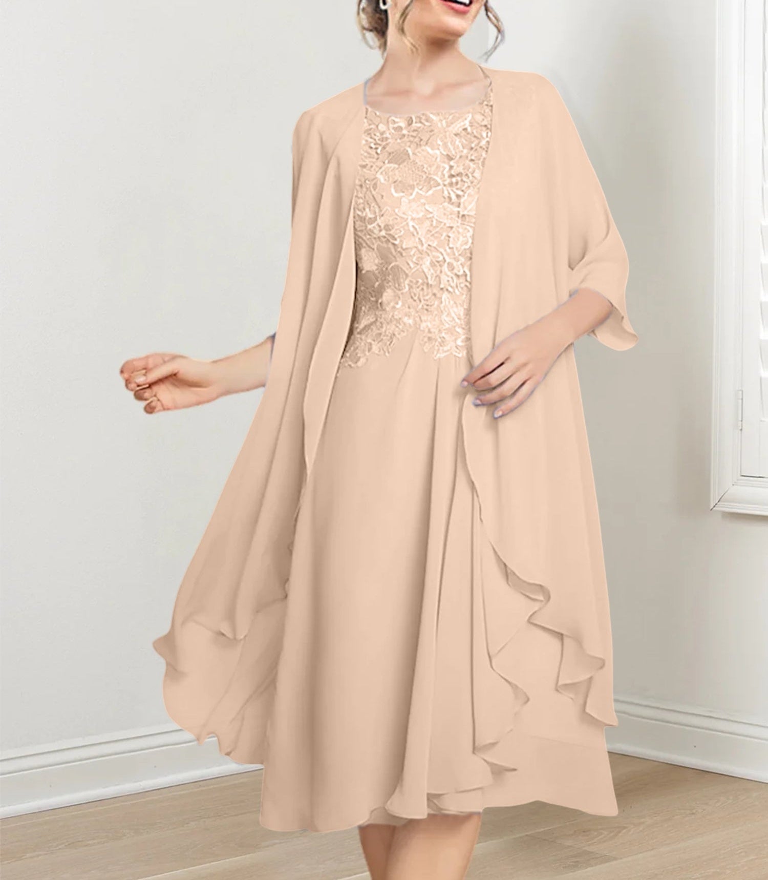 A-Line/Princess Scoop Knee-Length Mother of the Bride Dresses