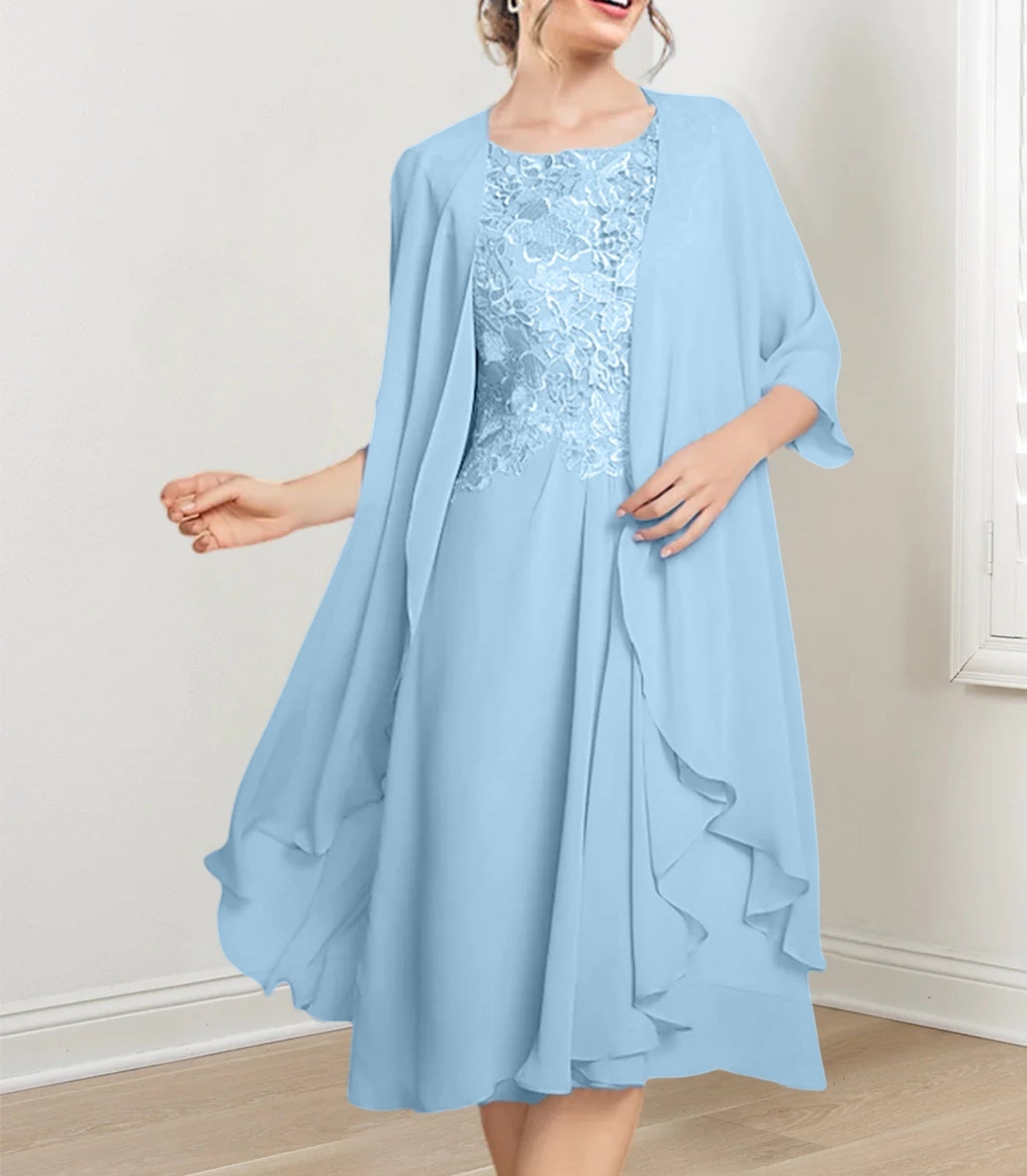 A-Line/Princess Scoop Knee-Length Mother of the Bride Dresses