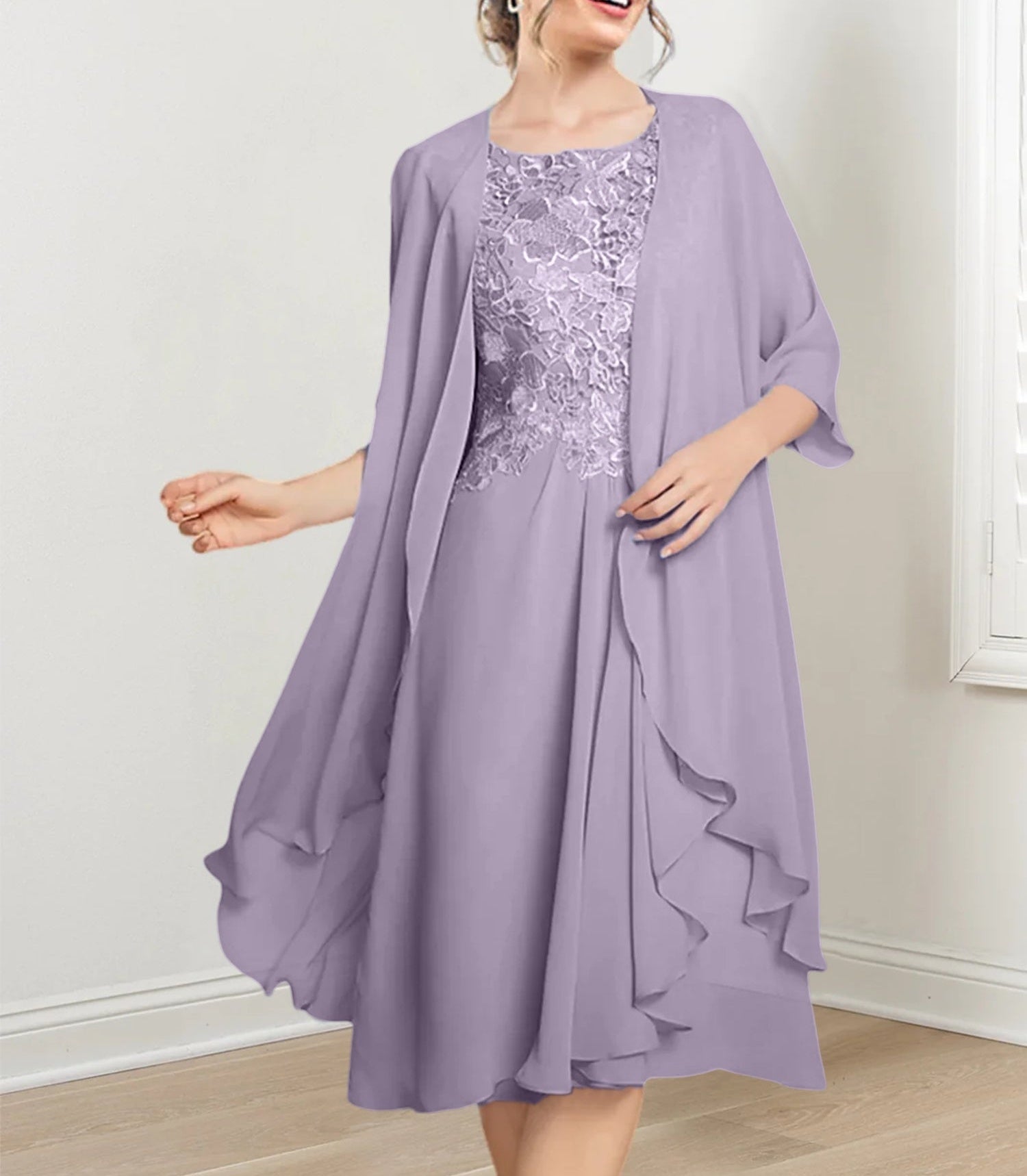 A-Line/Princess Scoop Knee-Length Mother of the Bride Dresses