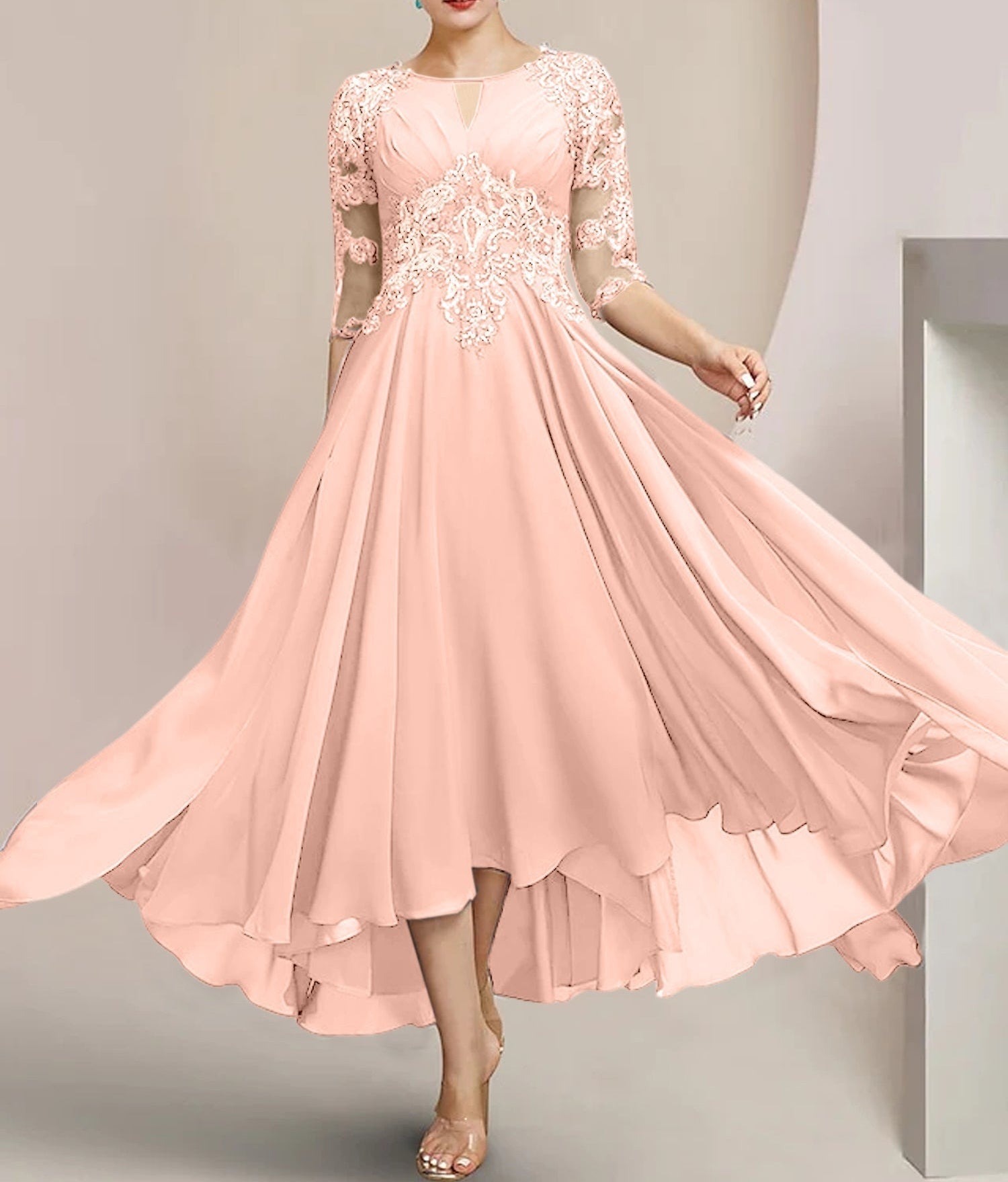 A-Line/Princess Scoop Tea-Length Mother of the Bride Dresses