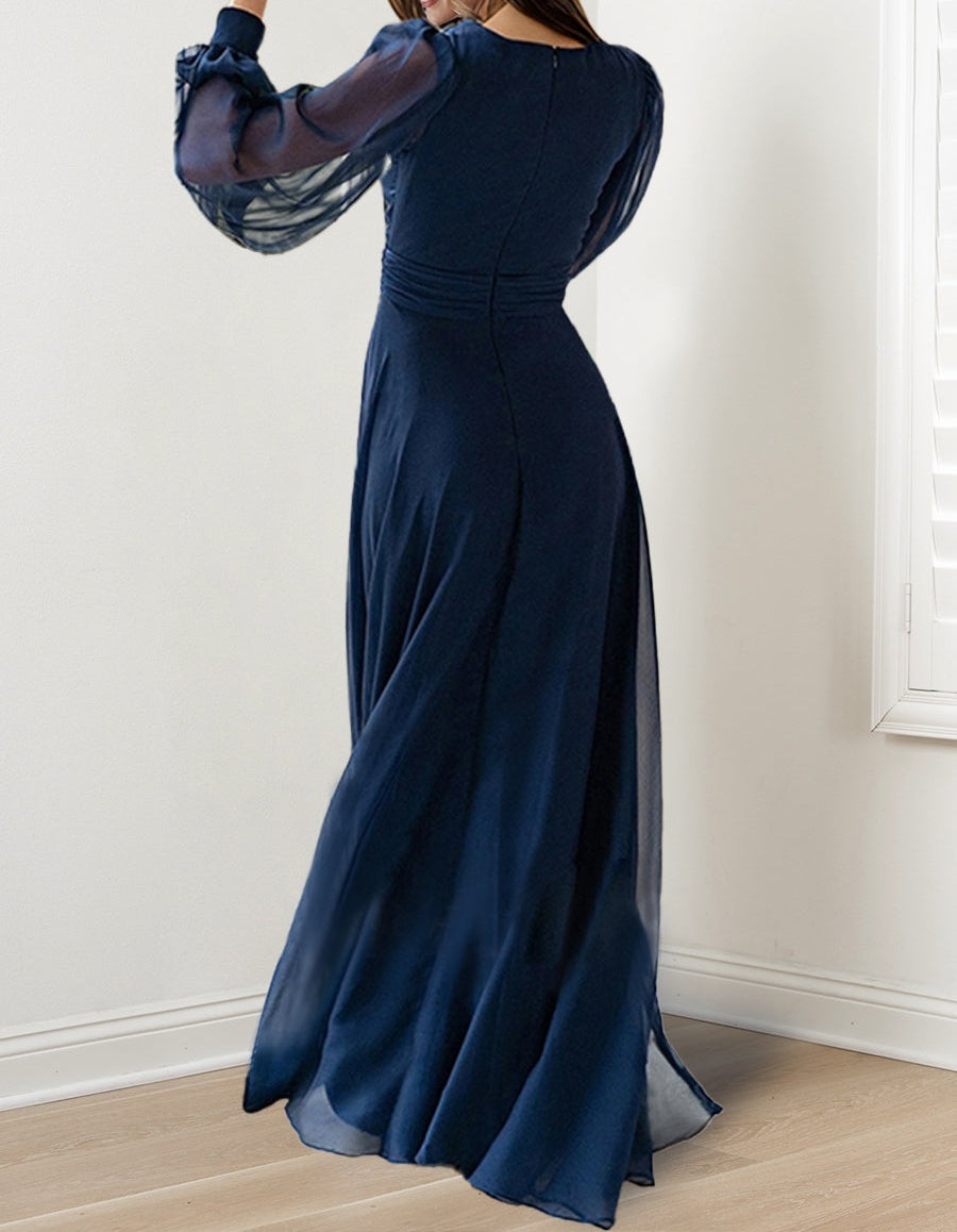 A-Line/Princess V-Neck Long Sleeves Floor-Length Mother of the Bride Dresses