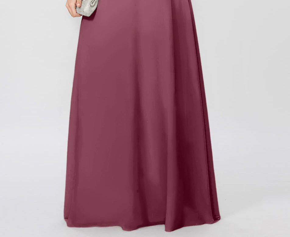 A-Line/Princess Round Neck 3/4 Length Sleeves Floor-Length Mother of the Bride Dresses with Applique & Sequins