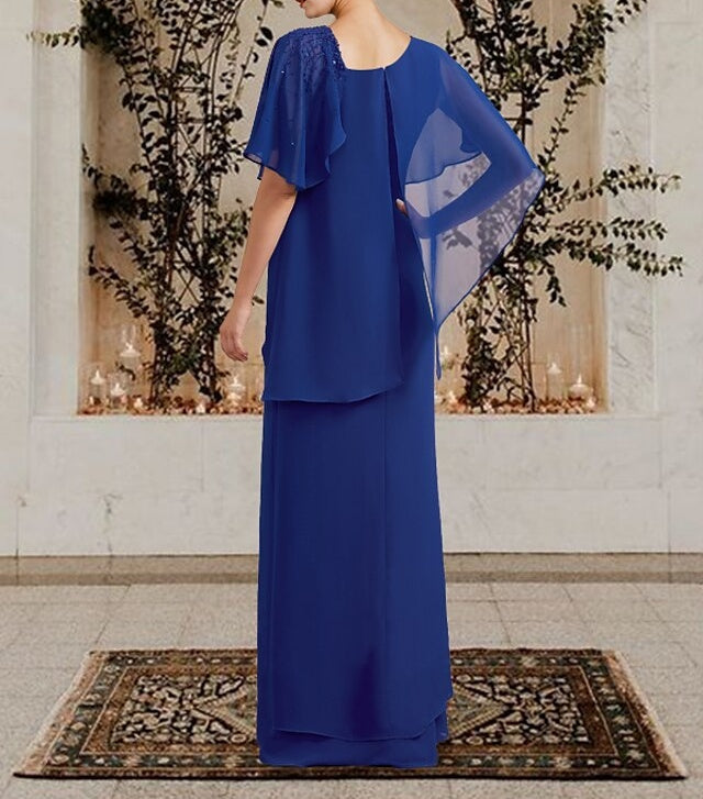 Sheath/Column Bateau Neck Floor-Length Mother of the Bride Dresses