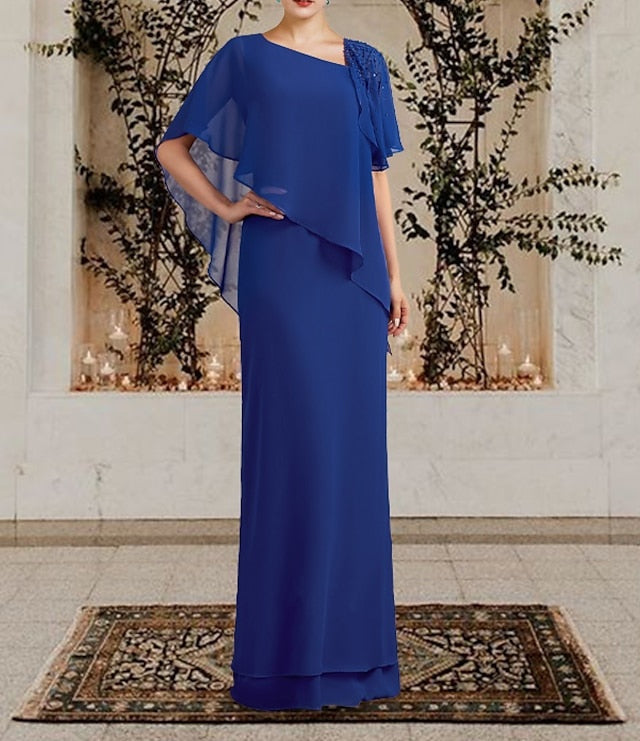 Sheath/Column Bateau Neck Floor-Length Mother of the Bride Dresses