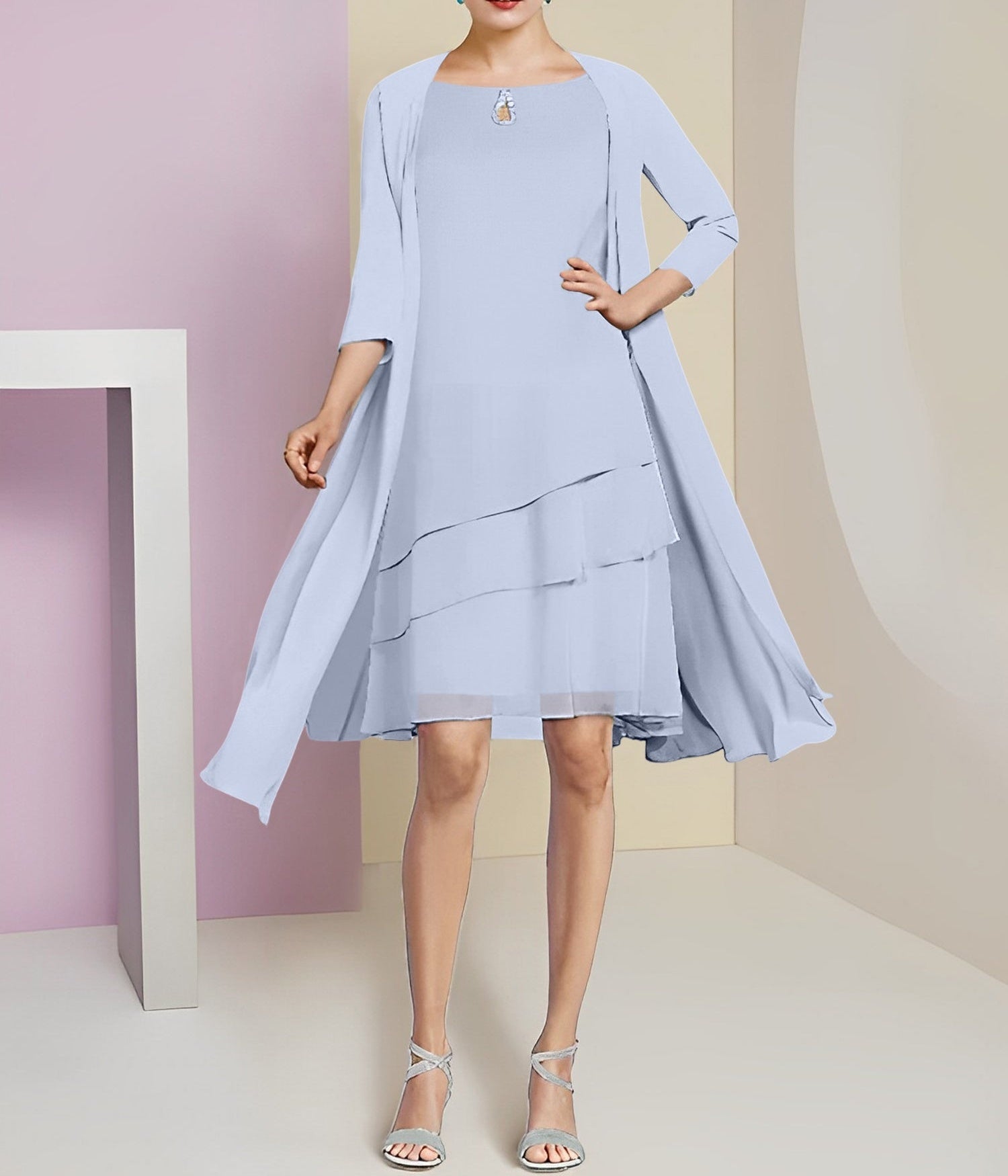A-Line/Princess Jewel Neck Knee-Length Mother of the Bride Dresses