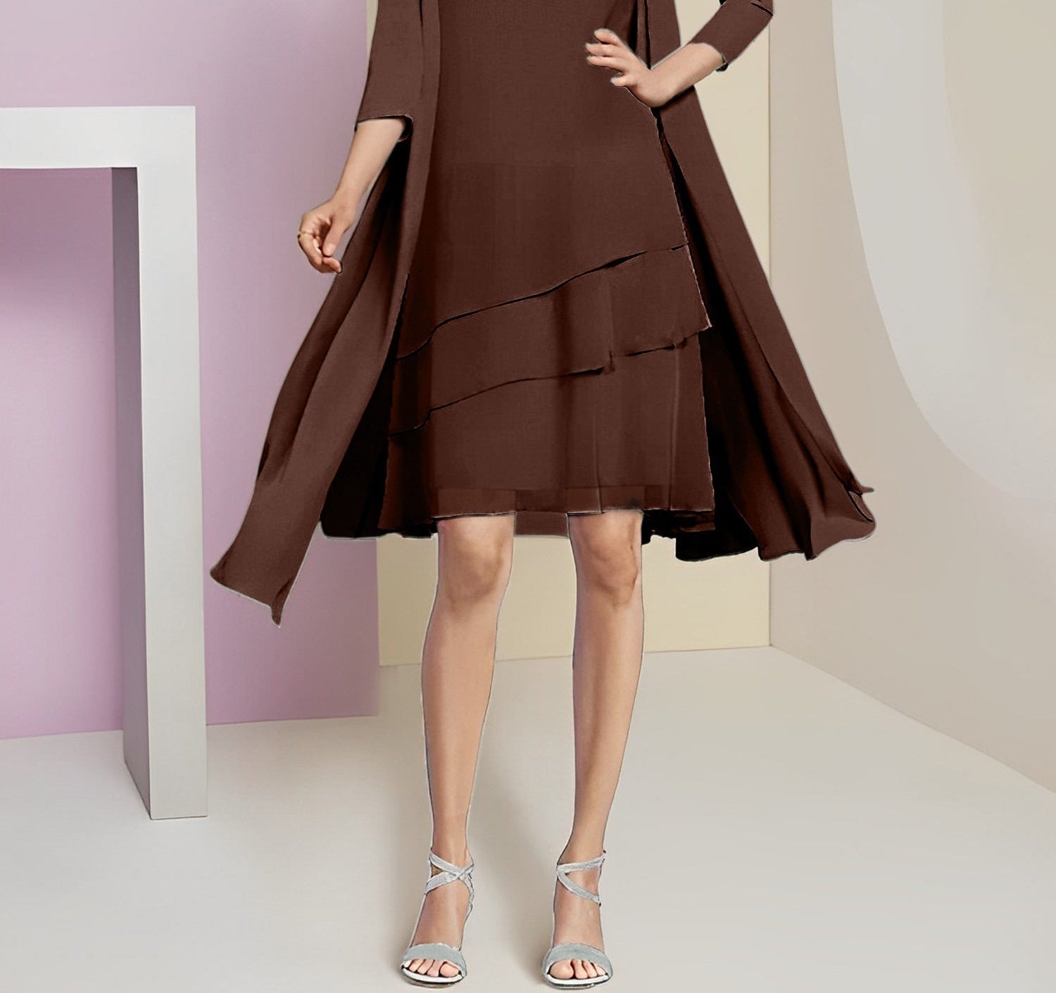 A-Line/Princess Jewel Neck Knee-Length Mother of the Bride Dresses