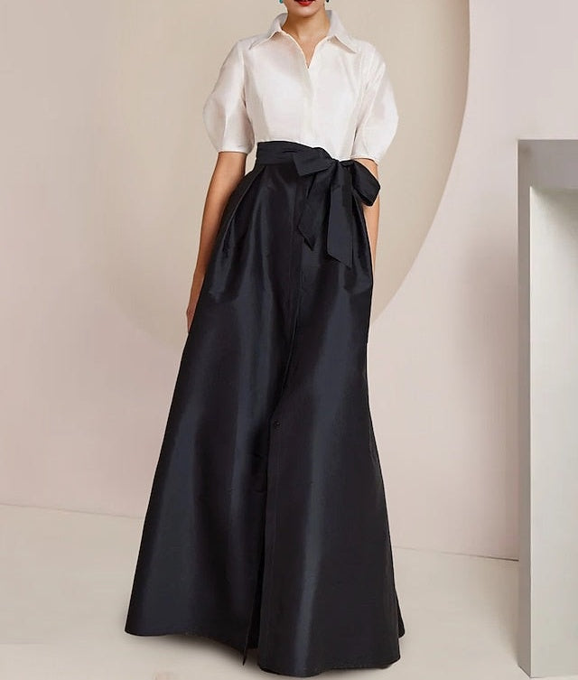 A-Line/Princess  Shirt Collar Short Sleeves 2 pieces Mother Of The Bride Dresses