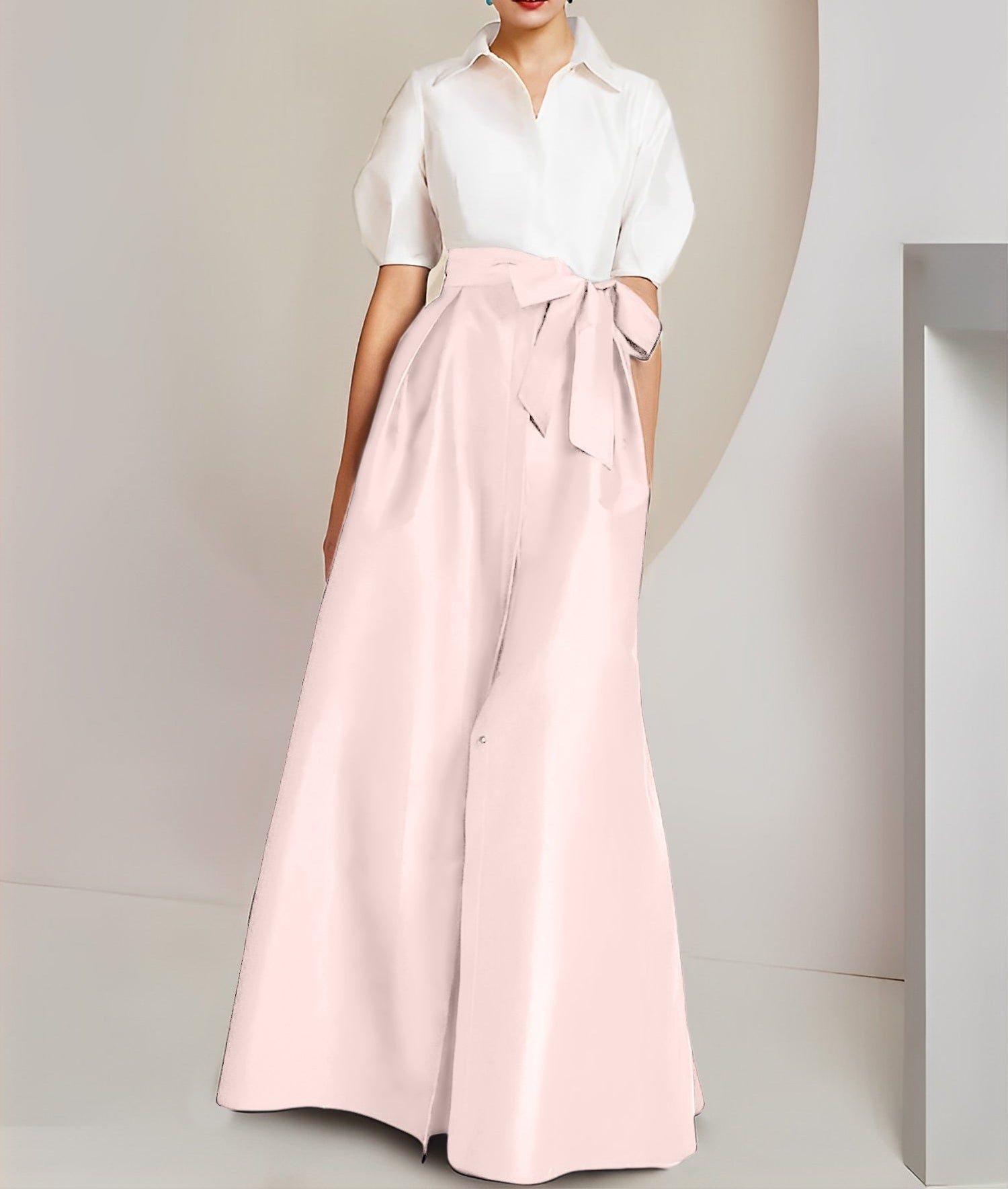 A-Line/Princess  Shirt Collar Short Sleeves 2 pieces Mother Of The Bride Dresses