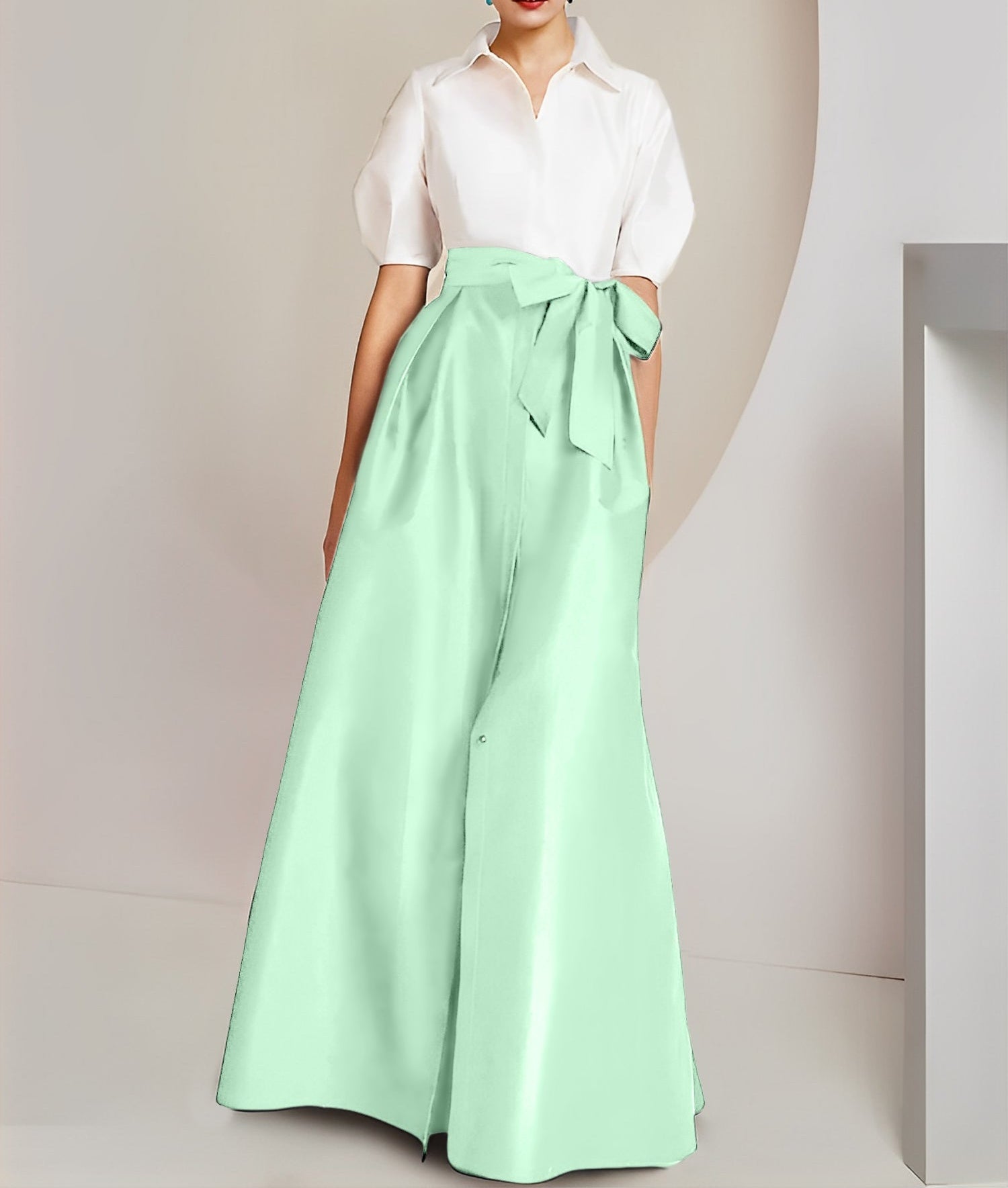 A-Line/Princess  Shirt Collar Short Sleeves 2 pieces Mother Of The Bride Dresses