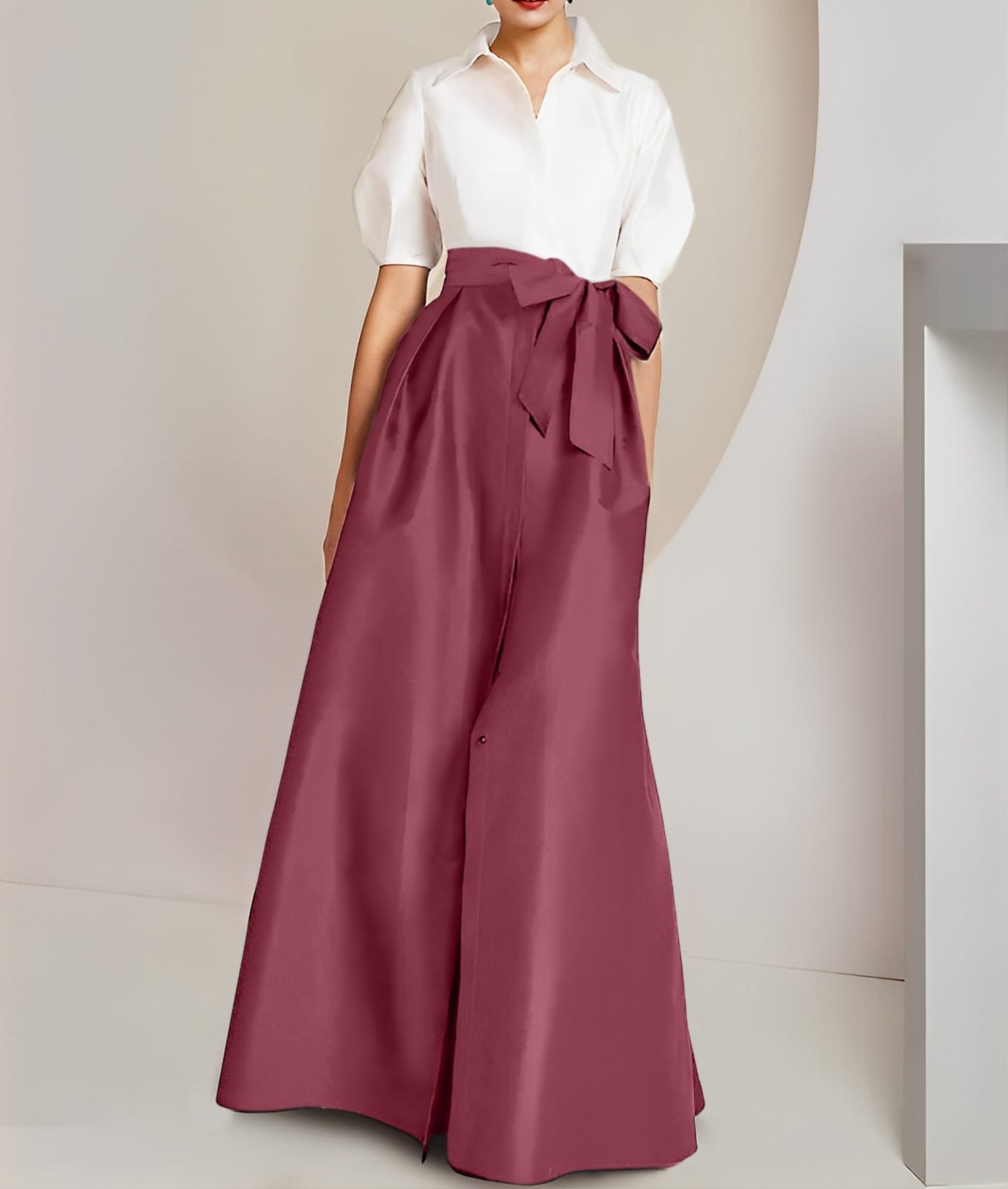 A-Line/Princess  Shirt Collar Short Sleeves 2 pieces Mother Of The Bride Dresses