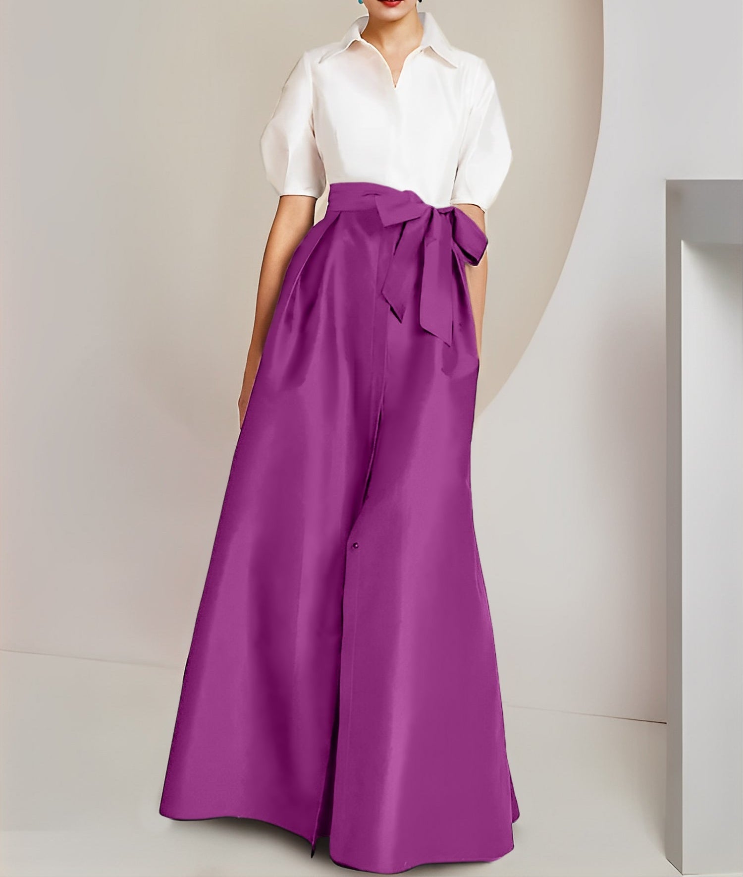 A-Line/Princess  Shirt Collar Short Sleeves 2 pieces Mother Of The Bride Dresses