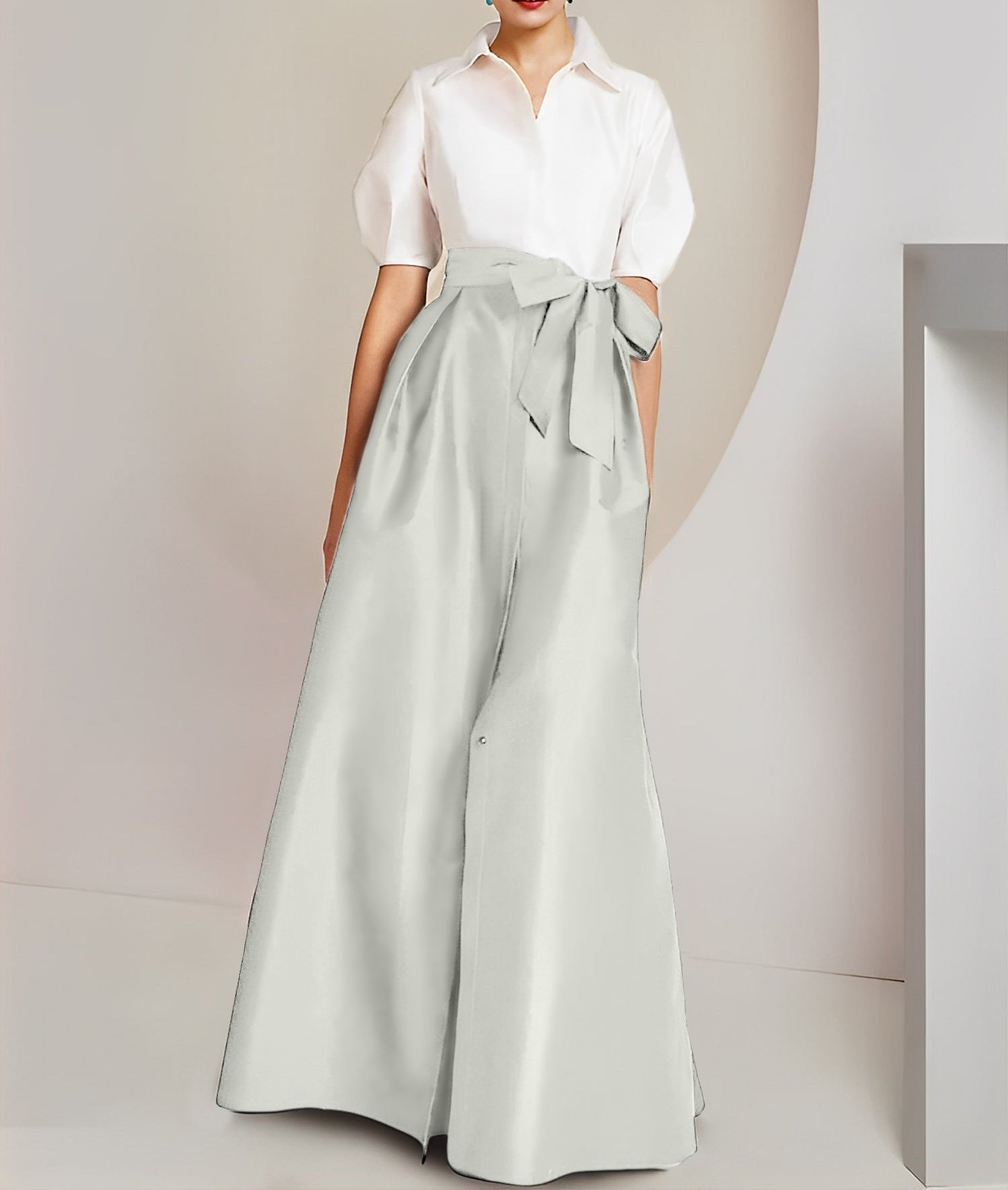 A-Line/Princess  Shirt Collar Short Sleeves 2 pieces Mother Of The Bride Dresses