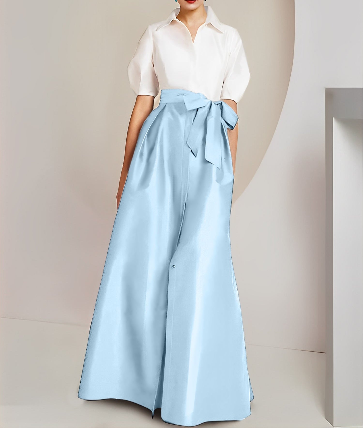A-Line/Princess  Shirt Collar Short Sleeves 2 pieces Mother Of The Bride Dresses