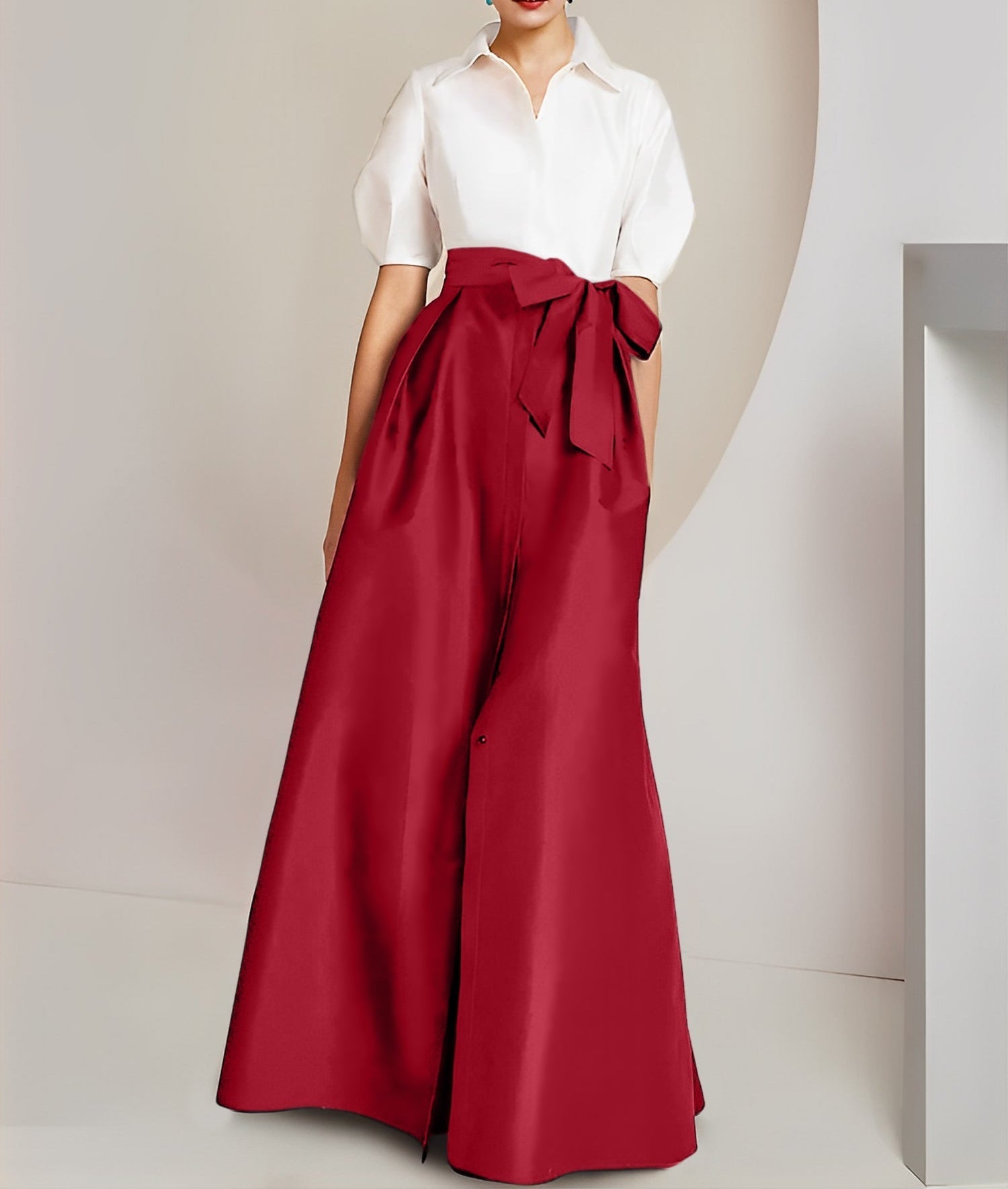 A-Line/Princess  Shirt Collar Short Sleeves 2 pieces Mother Of The Bride Dresses