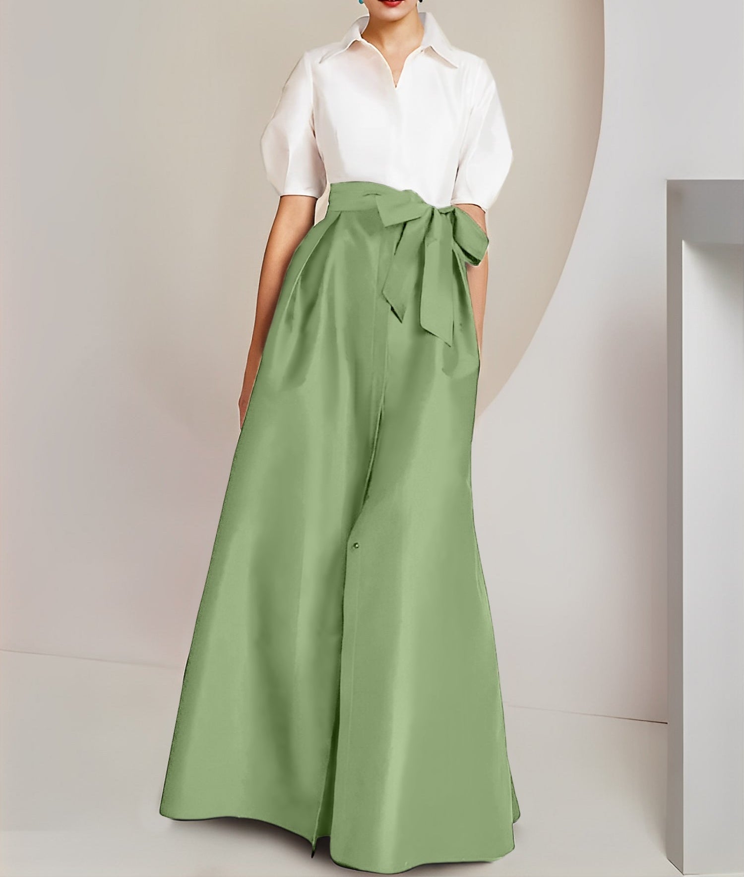 A-Line/Princess  Shirt Collar Short Sleeves 2 pieces Mother Of The Bride Dresses