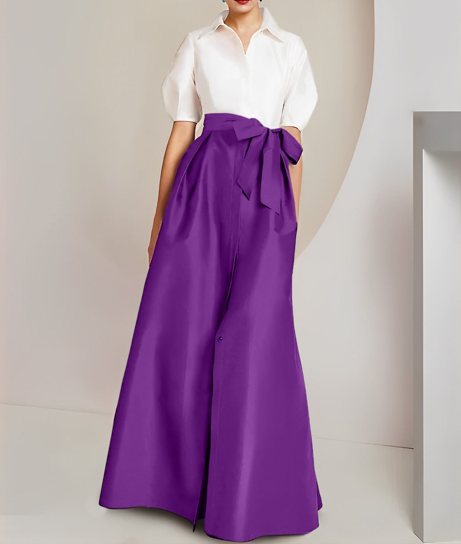 A-Line/Princess  Shirt Collar Short Sleeves 2 pieces Mother Of The Bride Dresses