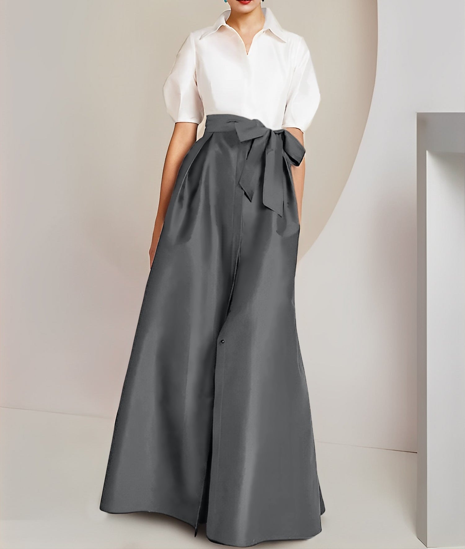 A-Line/Princess  Shirt Collar Short Sleeves 2 pieces Mother Of The Bride Dresses