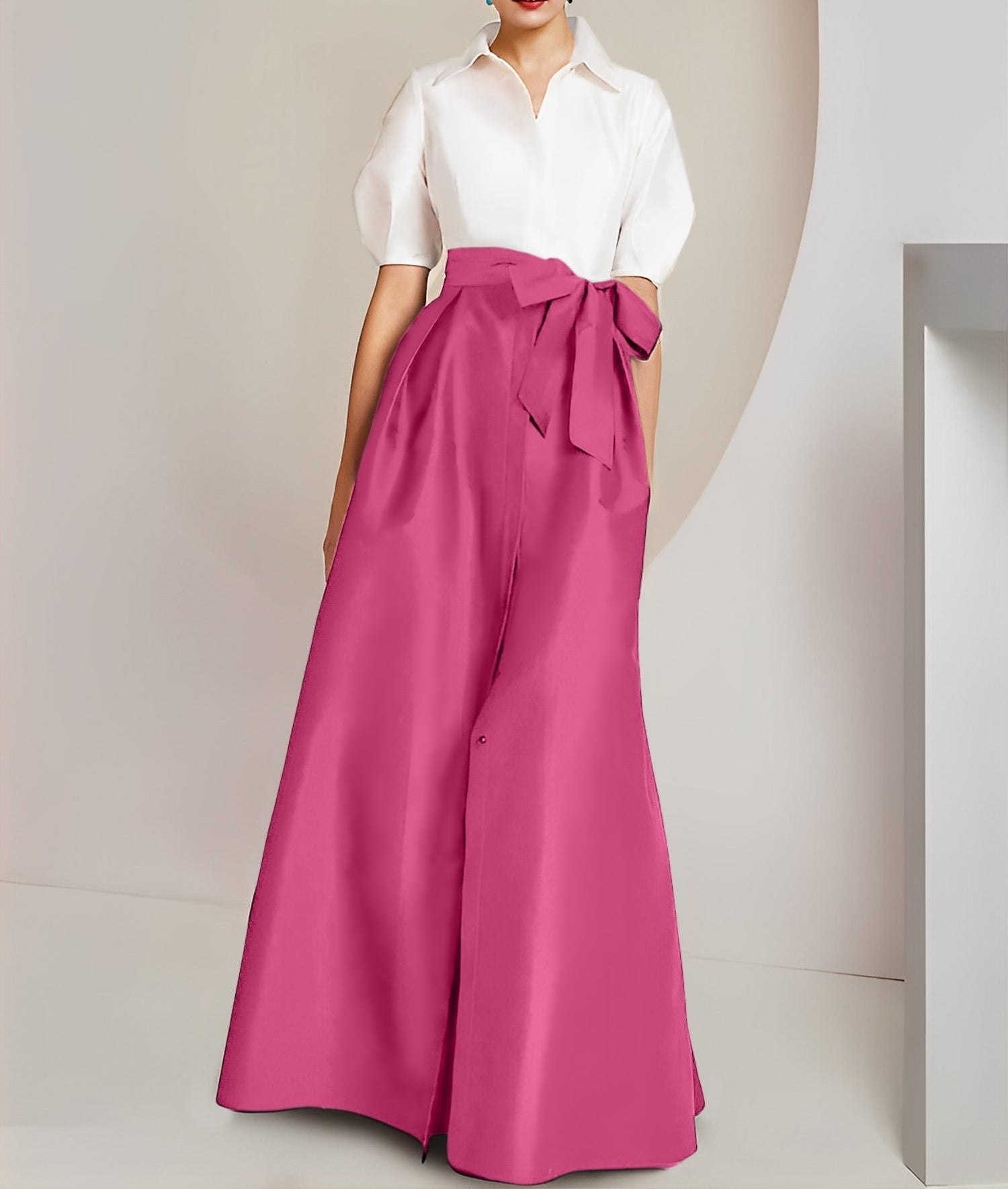 A-Line/Princess  Shirt Collar Short Sleeves 2 pieces Mother Of The Bride Dresses