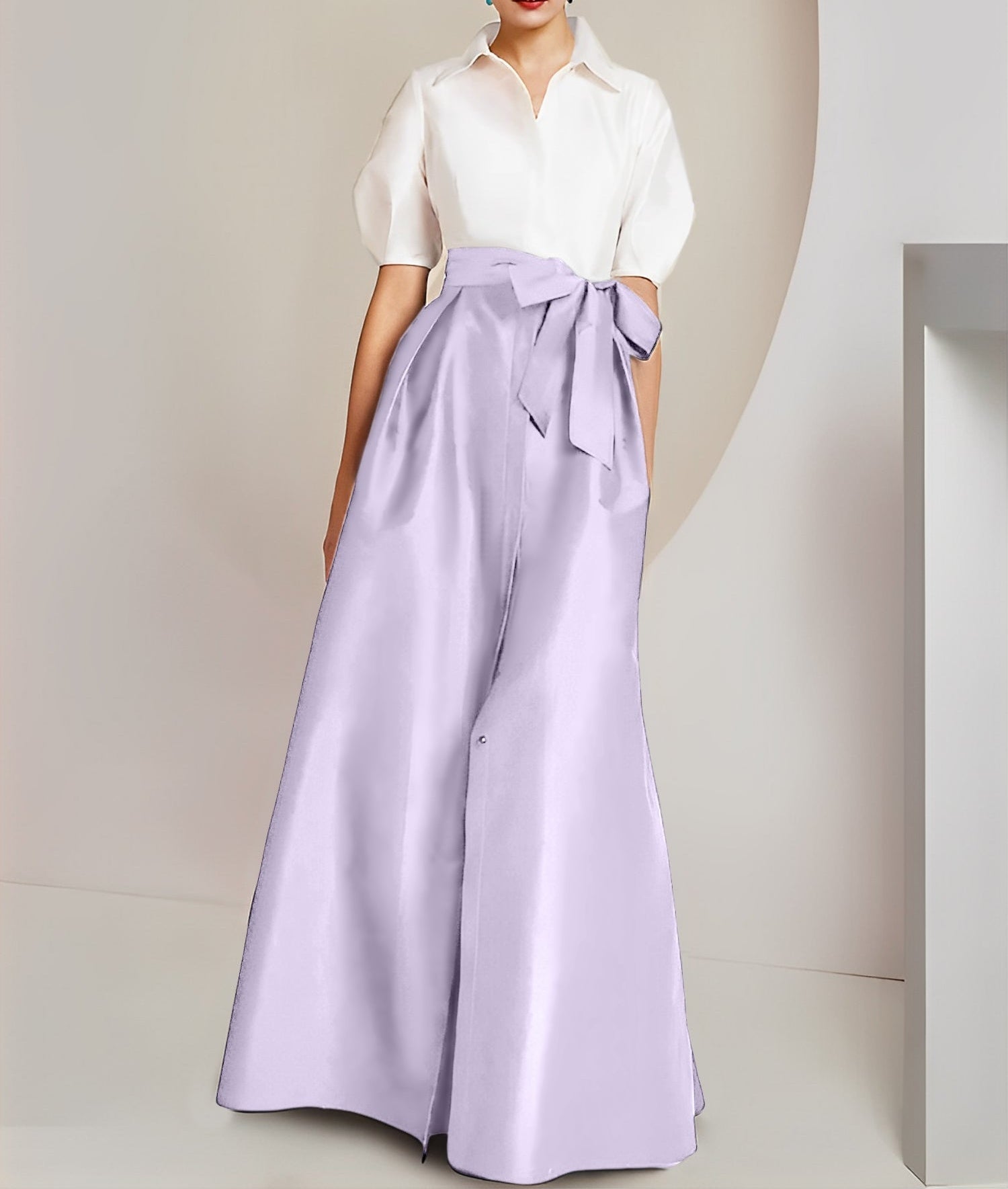 A-Line/Princess  Shirt Collar Short Sleeves 2 pieces Mother Of The Bride Dresses