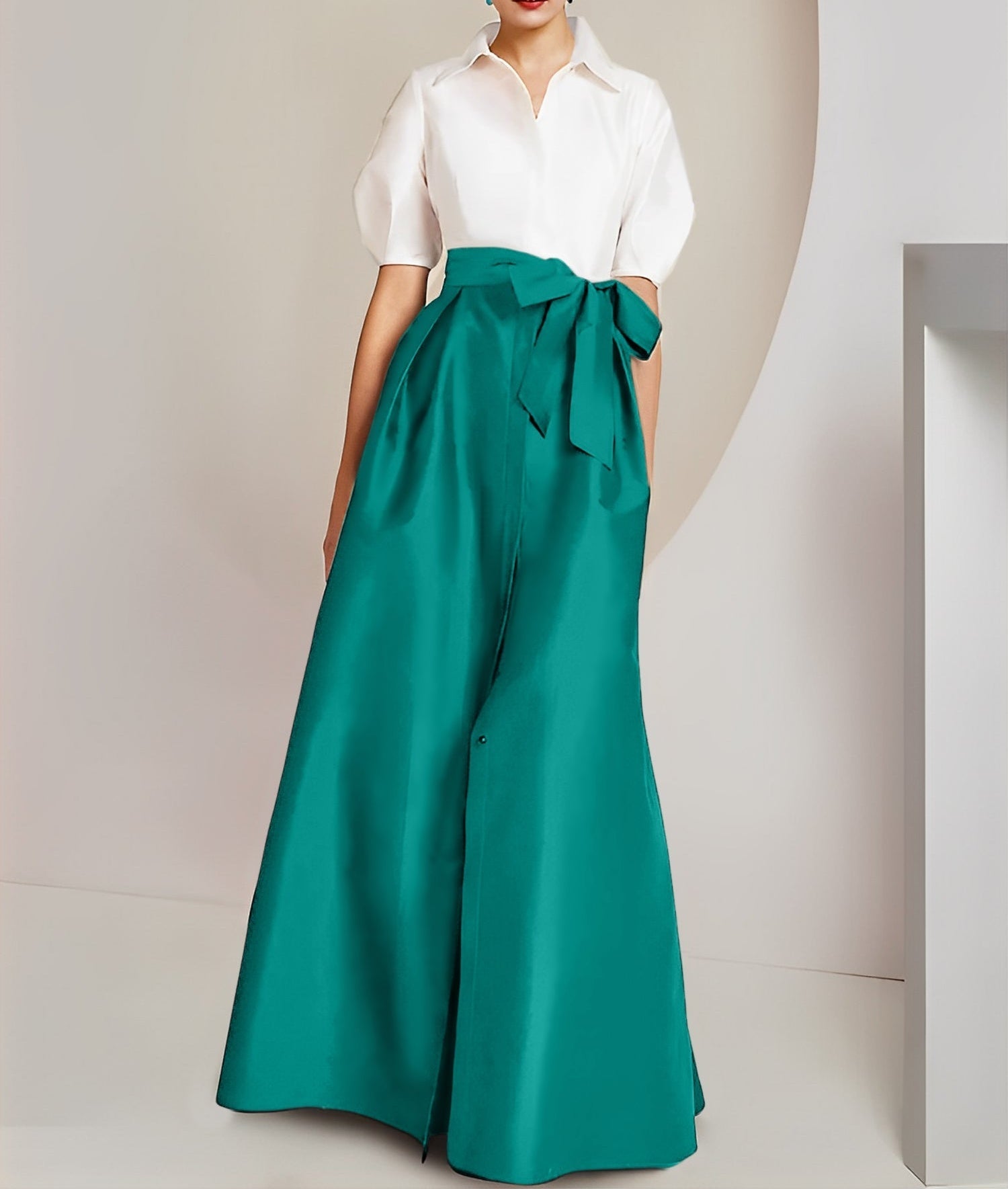 A-Line/Princess  Shirt Collar Short Sleeves 2 pieces Mother Of The Bride Dresses