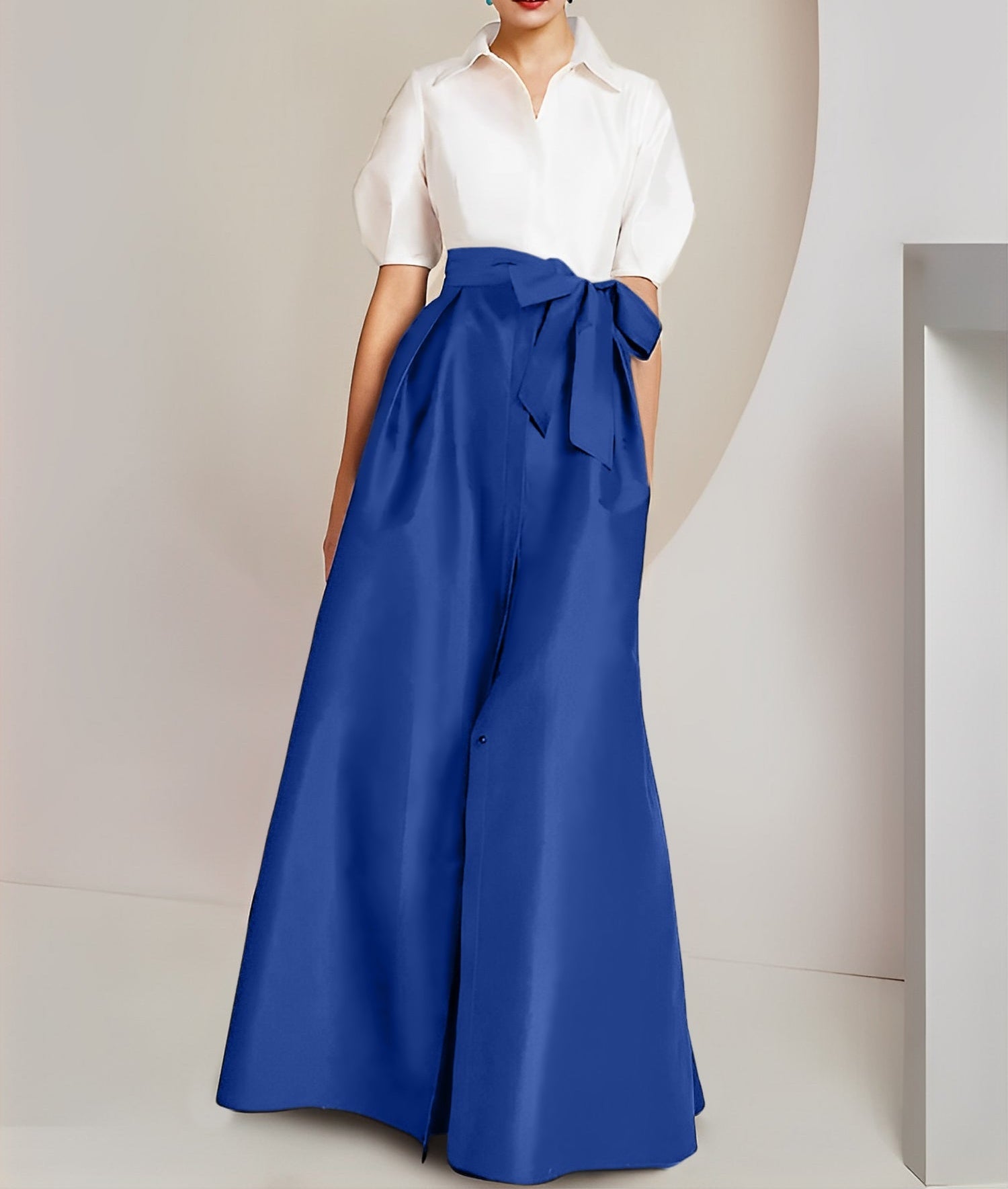 A-Line/Princess  Shirt Collar Short Sleeves 2 pieces Mother Of The Bride Dresses