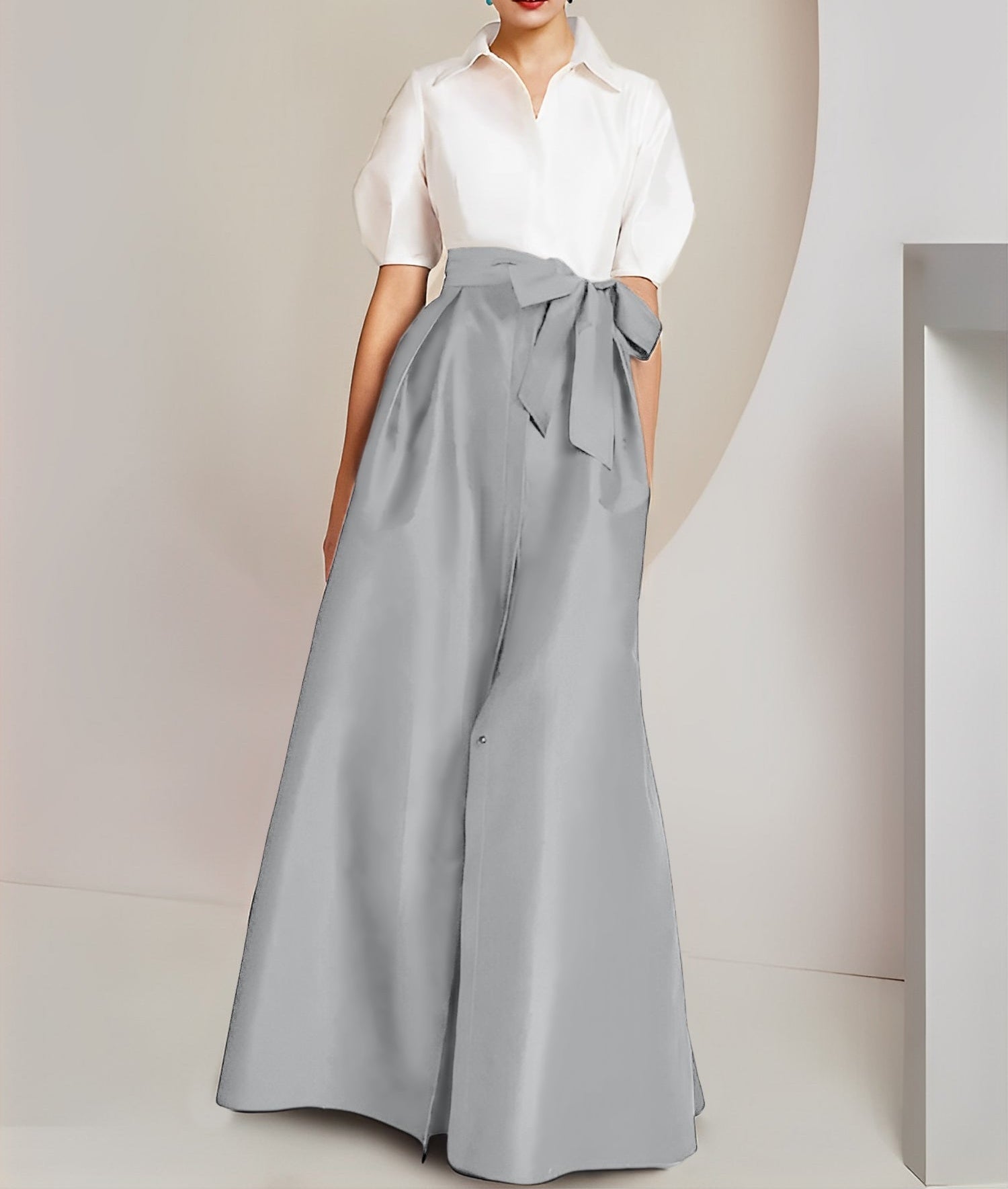 A-Line/Princess  Shirt Collar Short Sleeves 2 pieces Mother Of The Bride Dresses