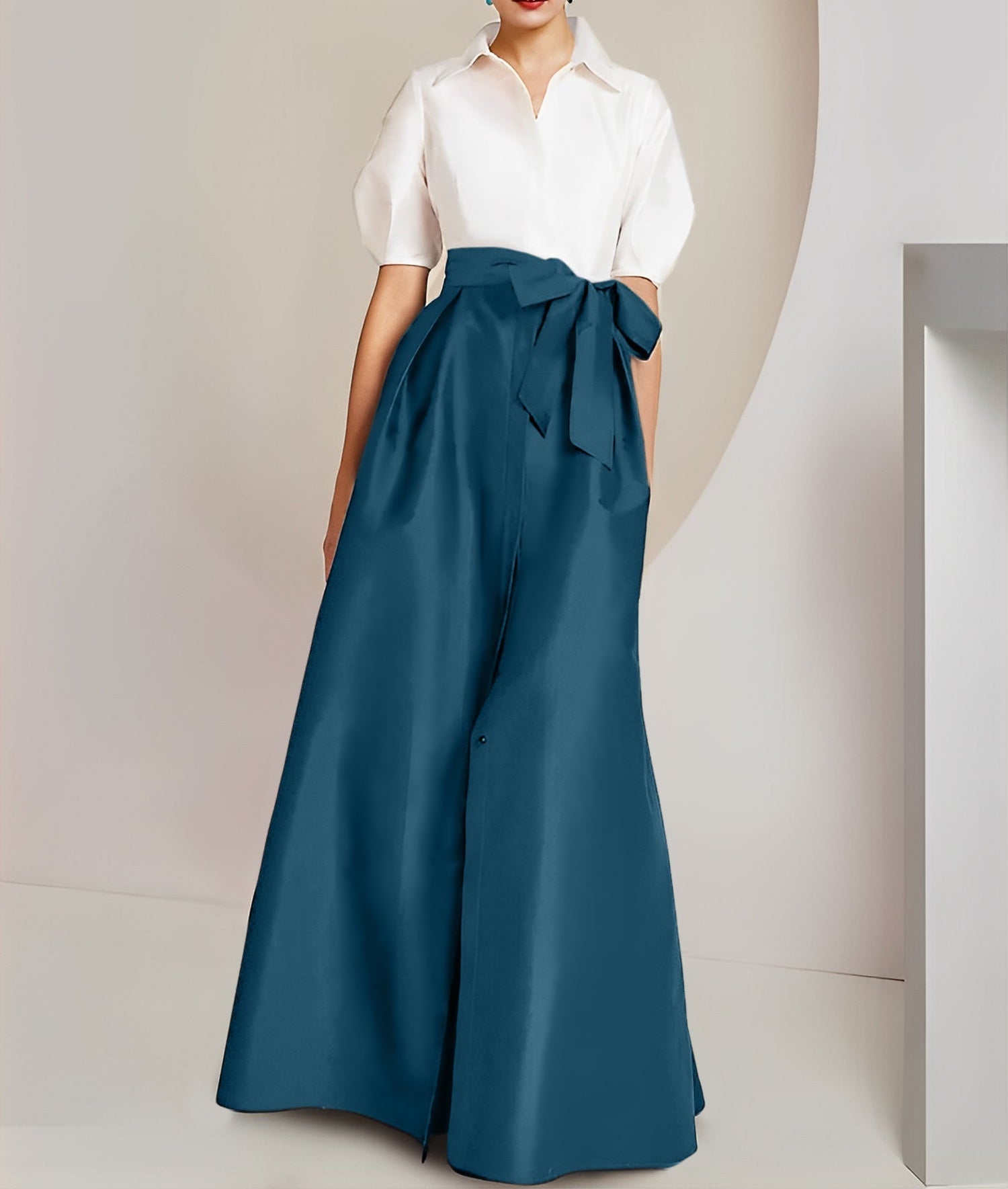 A-Line/Princess  Shirt Collar Short Sleeves 2 pieces Mother Of The Bride Dresses