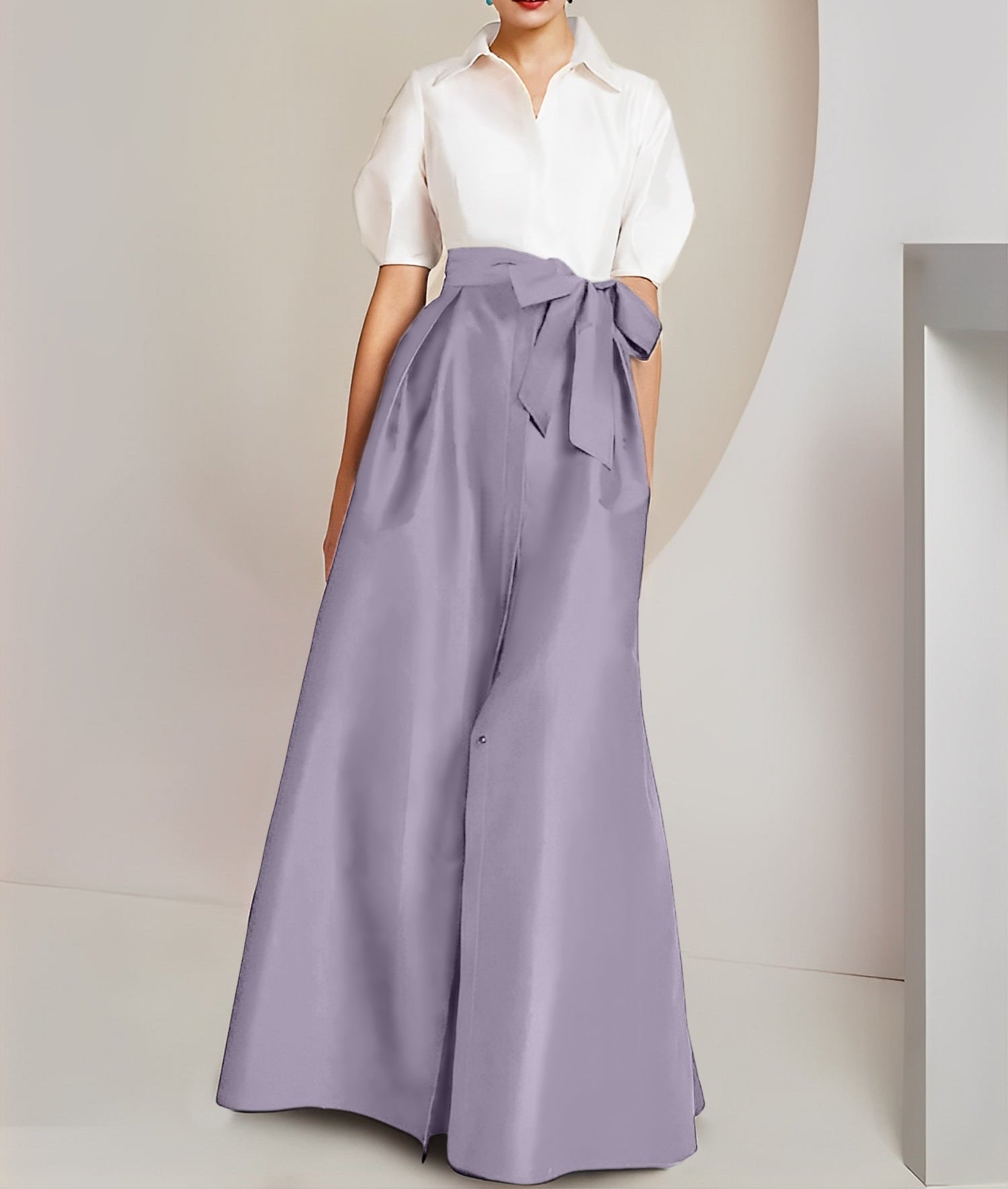 A-Line/Princess  Shirt Collar Short Sleeves 2 pieces Mother Of The Bride Dresses