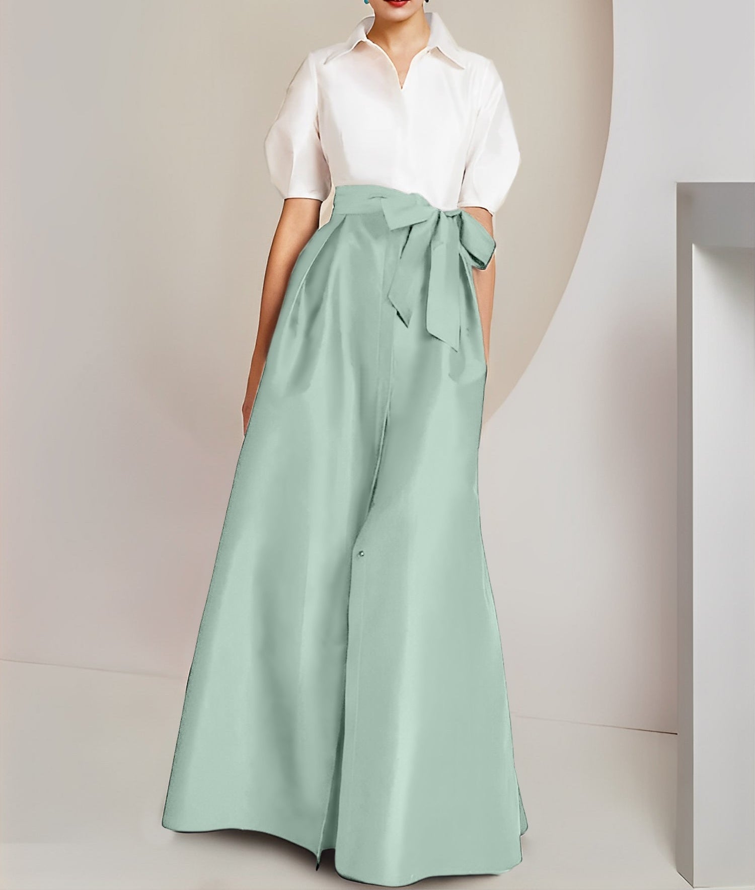 A-Line/Princess  Shirt Collar Short Sleeves 2 pieces Mother Of The Bride Dresses