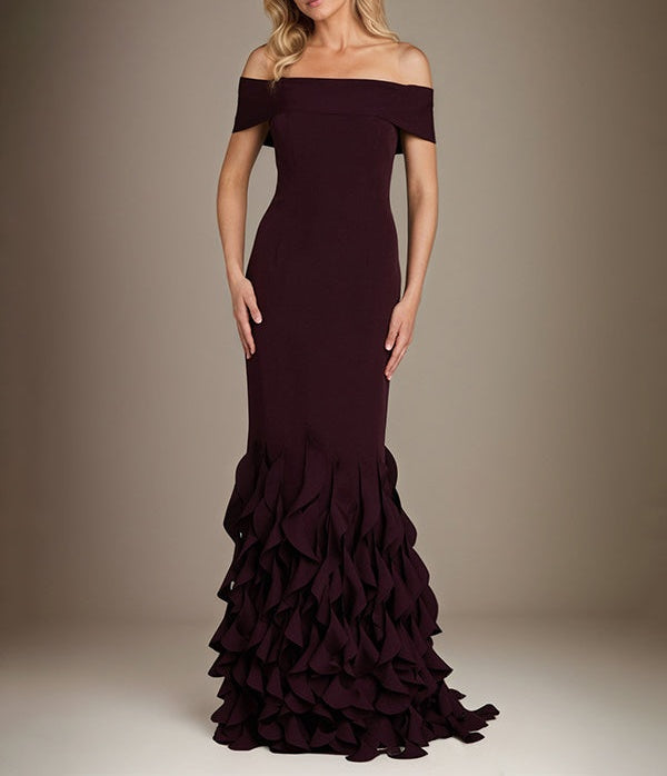 Trumpet/Mermaid Off the Shoulder Sleeveless Floor Length Chiffon Mother Of The Bride Dress With Ruffles
