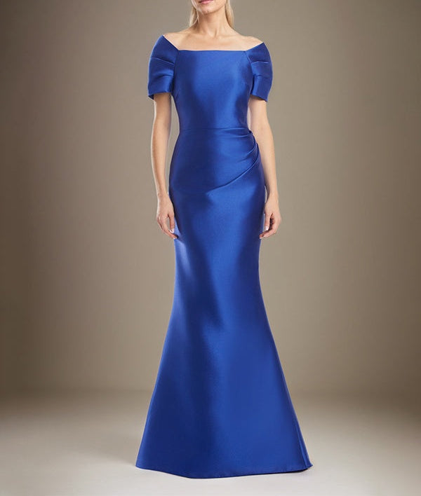 Trumpet/Mermaid Short Sleeves Floor Length Satin Mother Of The Bride Dress