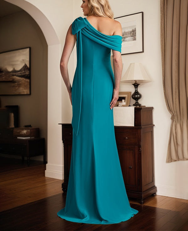Trumpet/Mermaid One Shoulder Floor Length Stretch Crepe Dress With Bow