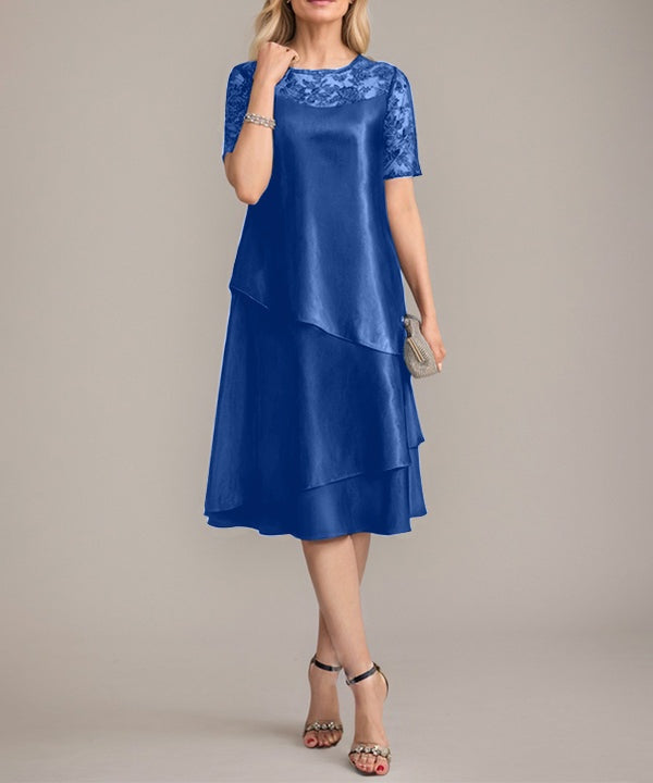 A-Line Scoop Knee-Length Mother of the Bride Dress With Applique & Sequins