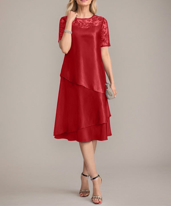 A-Line Scoop Knee-Length Mother of the Bride Dress With Applique & Sequins