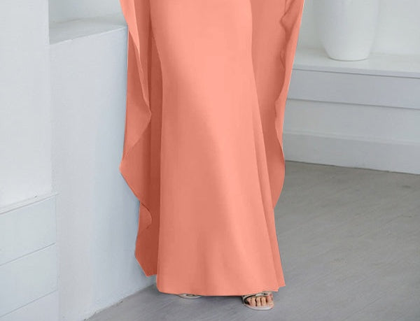 Sheath Scoop Floor-Length Chiffon Mother of the Bride Dress With Cascading Ruffles