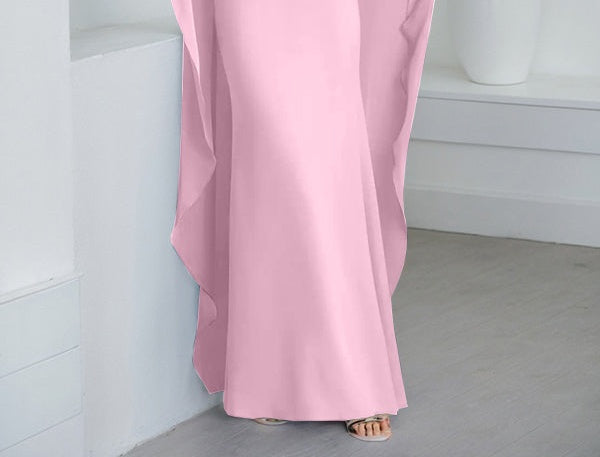 Sheath Scoop Floor-Length Chiffon Mother of the Bride Dress With Cascading Ruffles