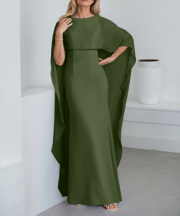 Sheath Scoop Floor-Length Chiffon Mother of the Bride Dress With Cascading Ruffles