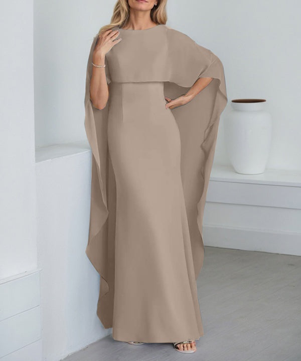 Sheath Scoop Floor-Length Chiffon Mother of the Bride Dress With Cascading Ruffles