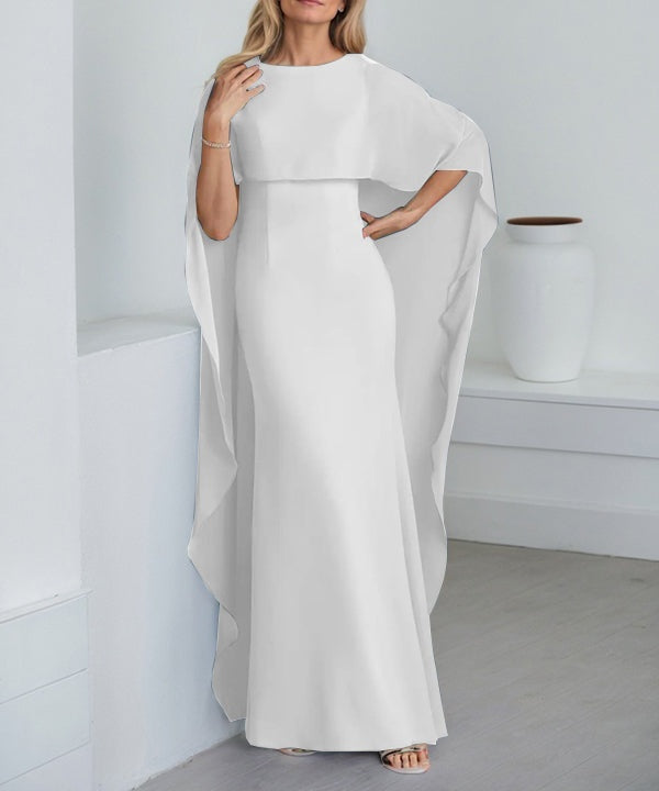 Sheath Scoop Floor-Length Chiffon Mother of the Bride Dress With Cascading Ruffles