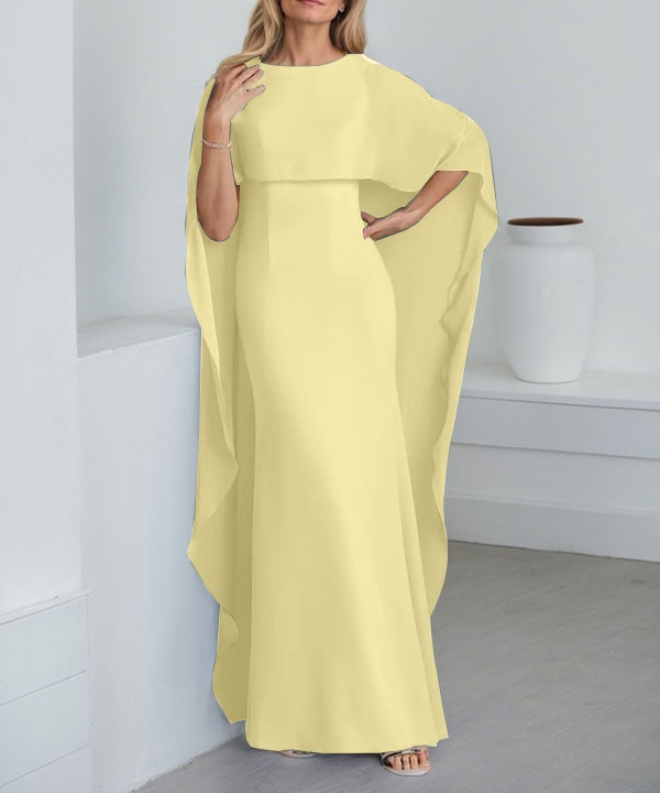 Sheath Scoop Floor-Length Chiffon Mother of the Bride Dress With Cascading Ruffles