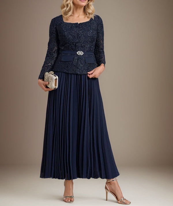 A-line Square Ankle-Length Chiffon Mother of the Bride Dress With Pleated