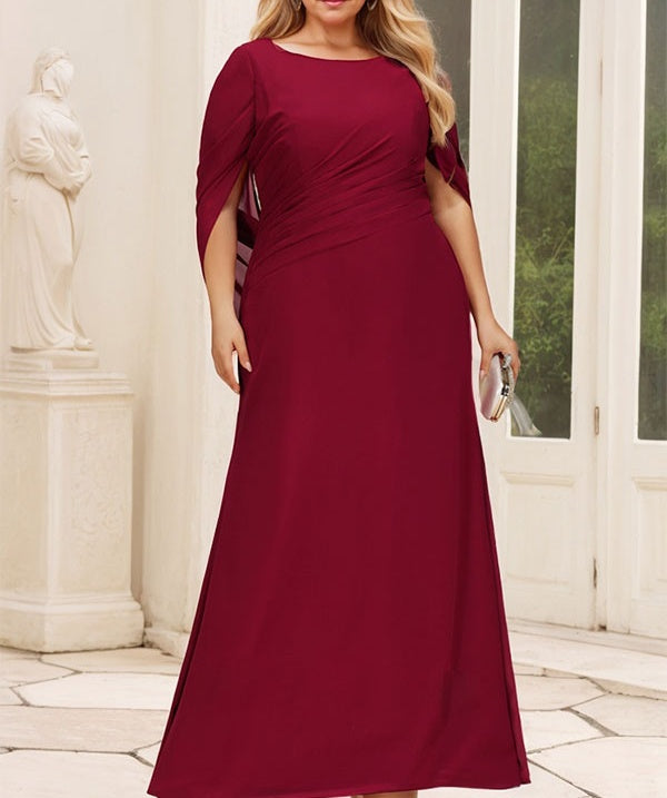 Trumpet/Mermaid Boat Neck Floor-Length Chiffon Mother of the Bride Dress With Pleated