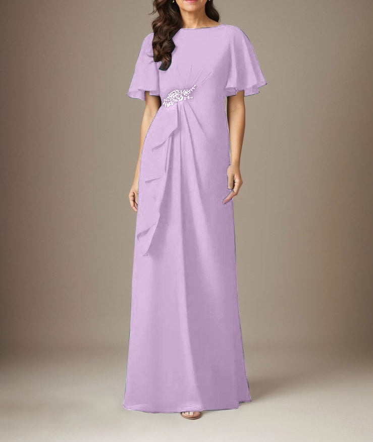 Dark Navy Sheath Beaded Chiffon Dress