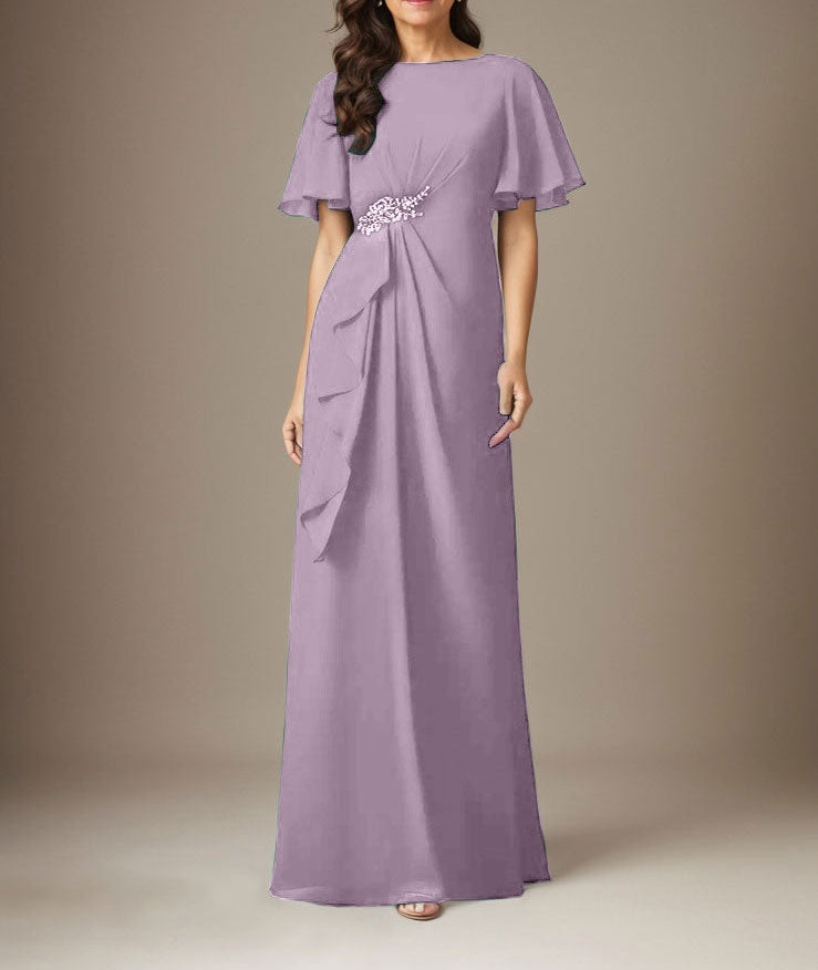 Dark Navy Sheath Beaded Chiffon Dress
