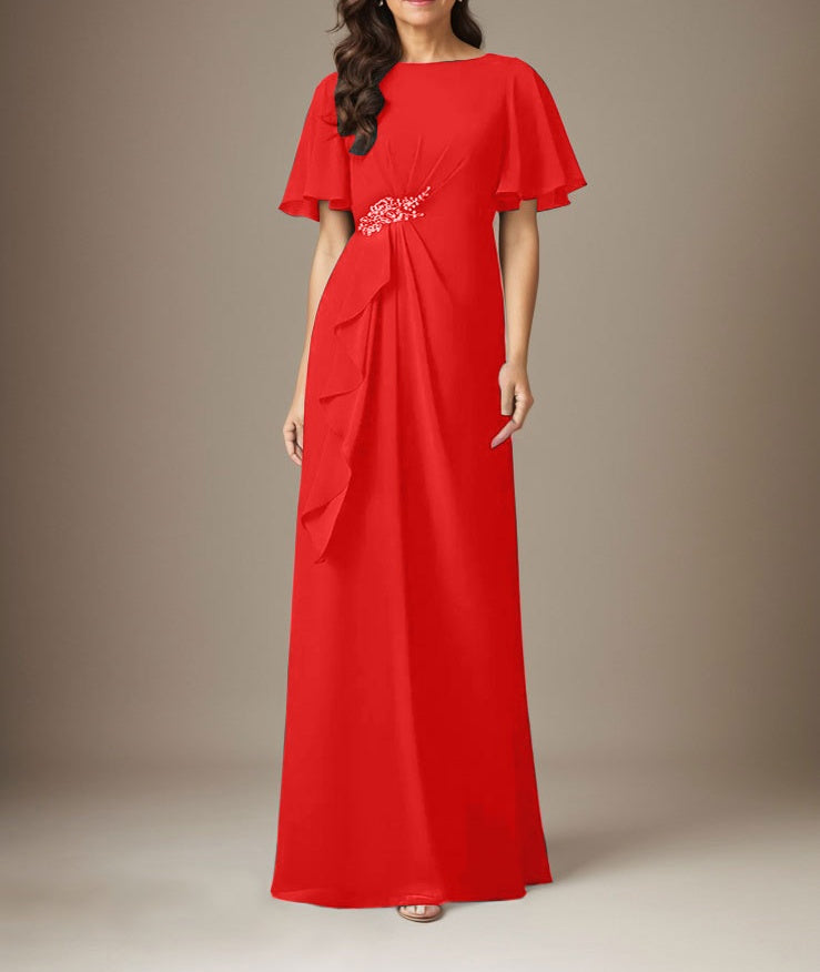 Dark Navy Sheath Beaded Chiffon Dress
