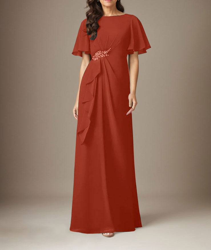 Dark Navy Sheath Beaded Chiffon Dress
